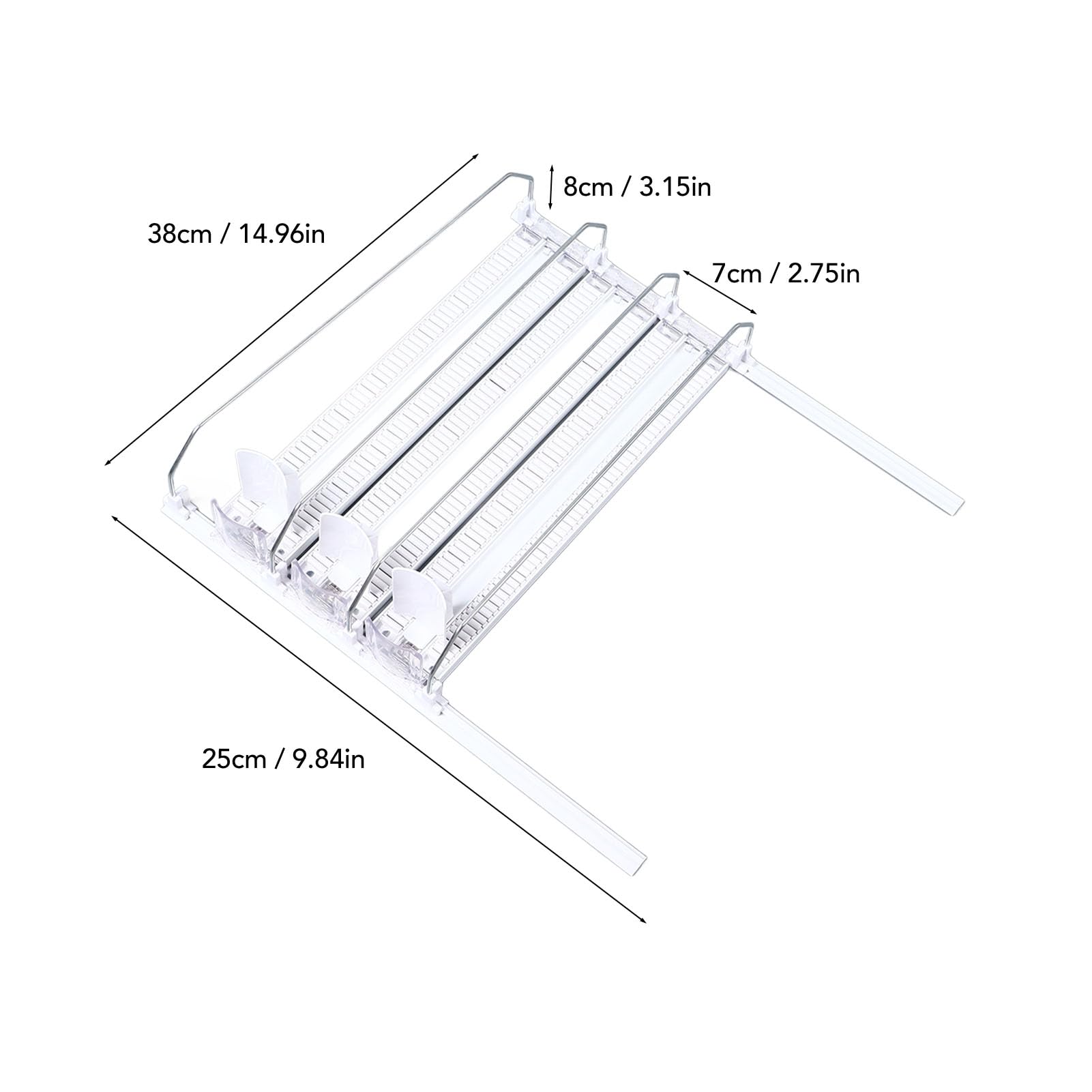 Dispensador de bebidas para nevera, dispensador de latas de refresco ajustable de 38 cm para latas de cerveza y pop, paquete de 3, organizador de bebidas para refrigerador, deslizamiento