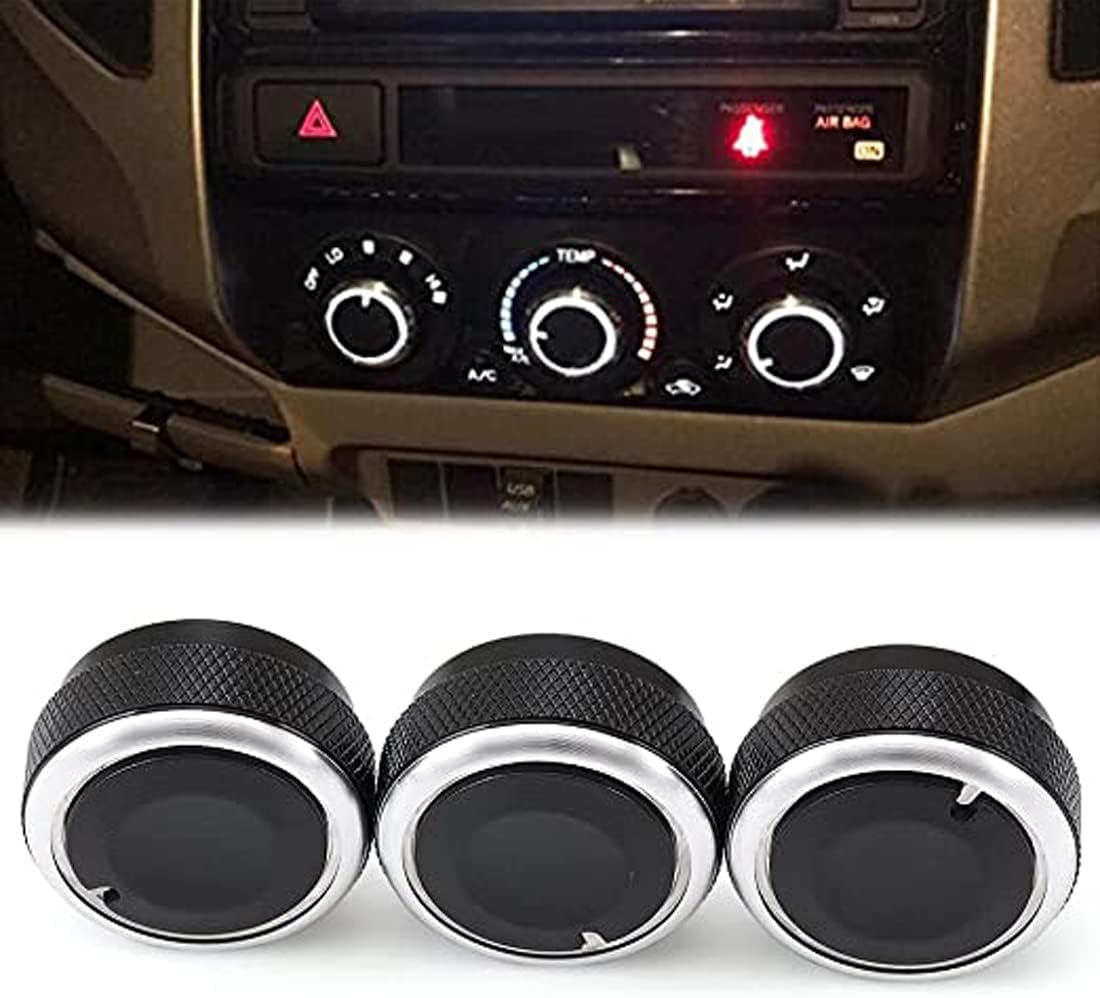 VIGORWORK Air Conditioning Control Switch Knob Button,3pcs per,Compatible for Toyota Tacoma Vios 2002-2014(Black)