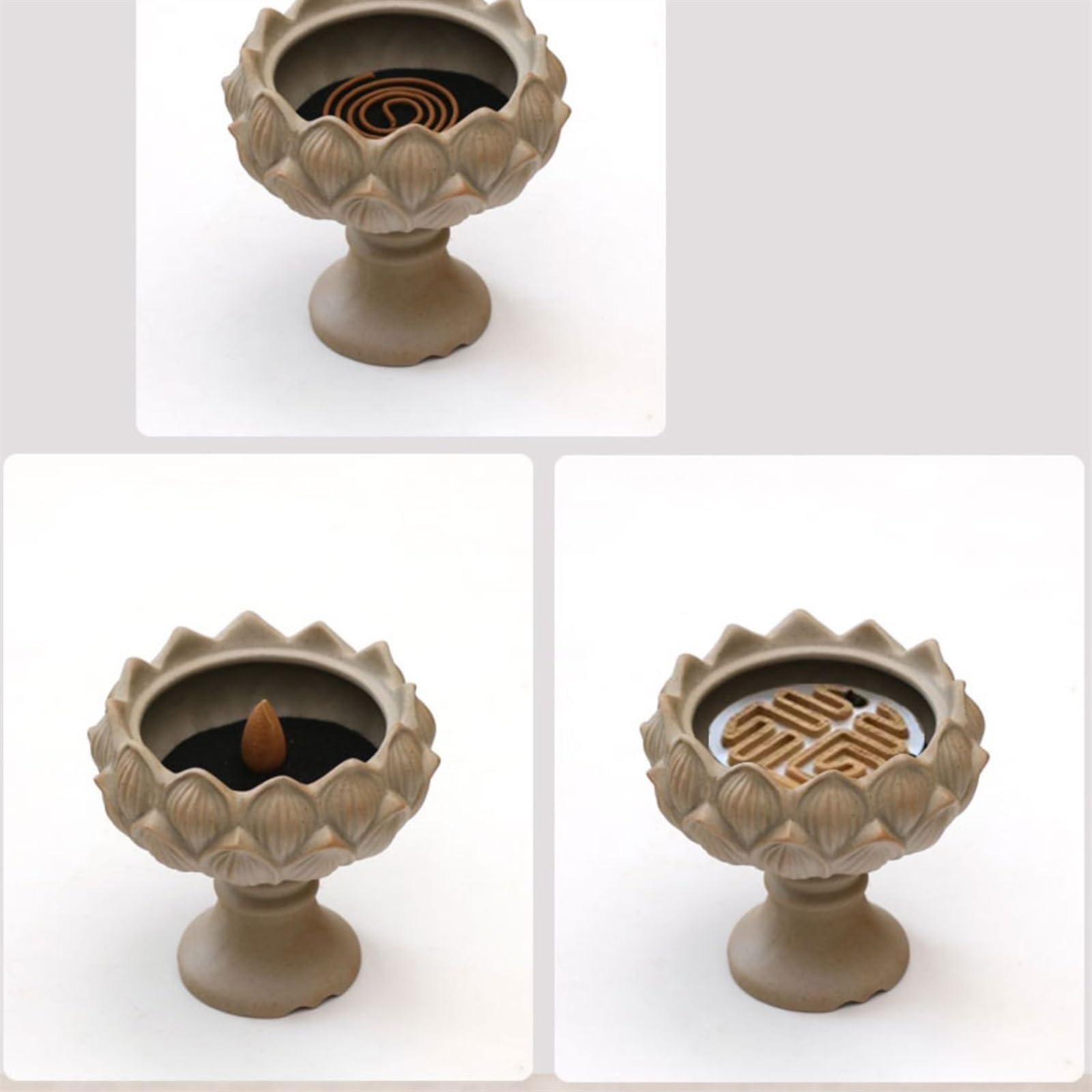 Dekoracje Ręcznie rzeźbiona kadzielnica w kształcie lotosu Wykwintna ceramiczna kadzidło dekoracja wewnętrzna stylu retro
