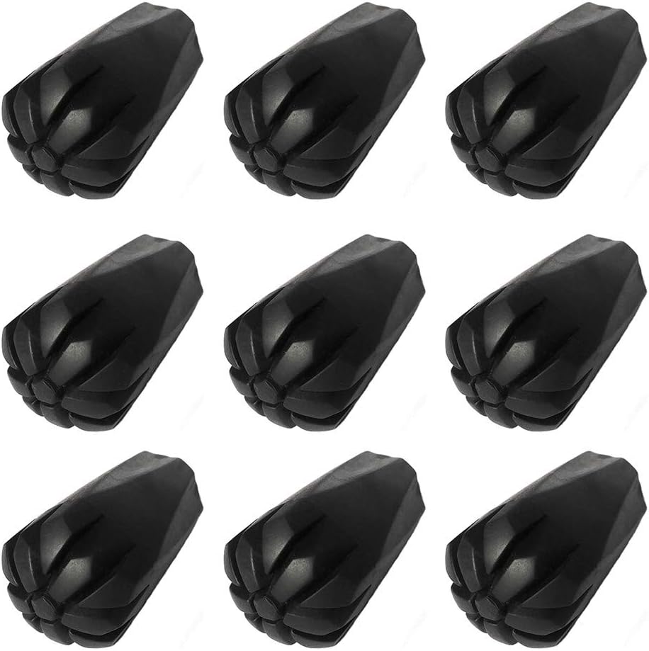 Ruzzut Black Rubber Diamond Trekking Pole Tip Protectors, Hiking Pole Replacement Tips for Trekking Poles, Fits Most Standard Hiking Poles - Shock Absorbing, Adds Grip and Traction