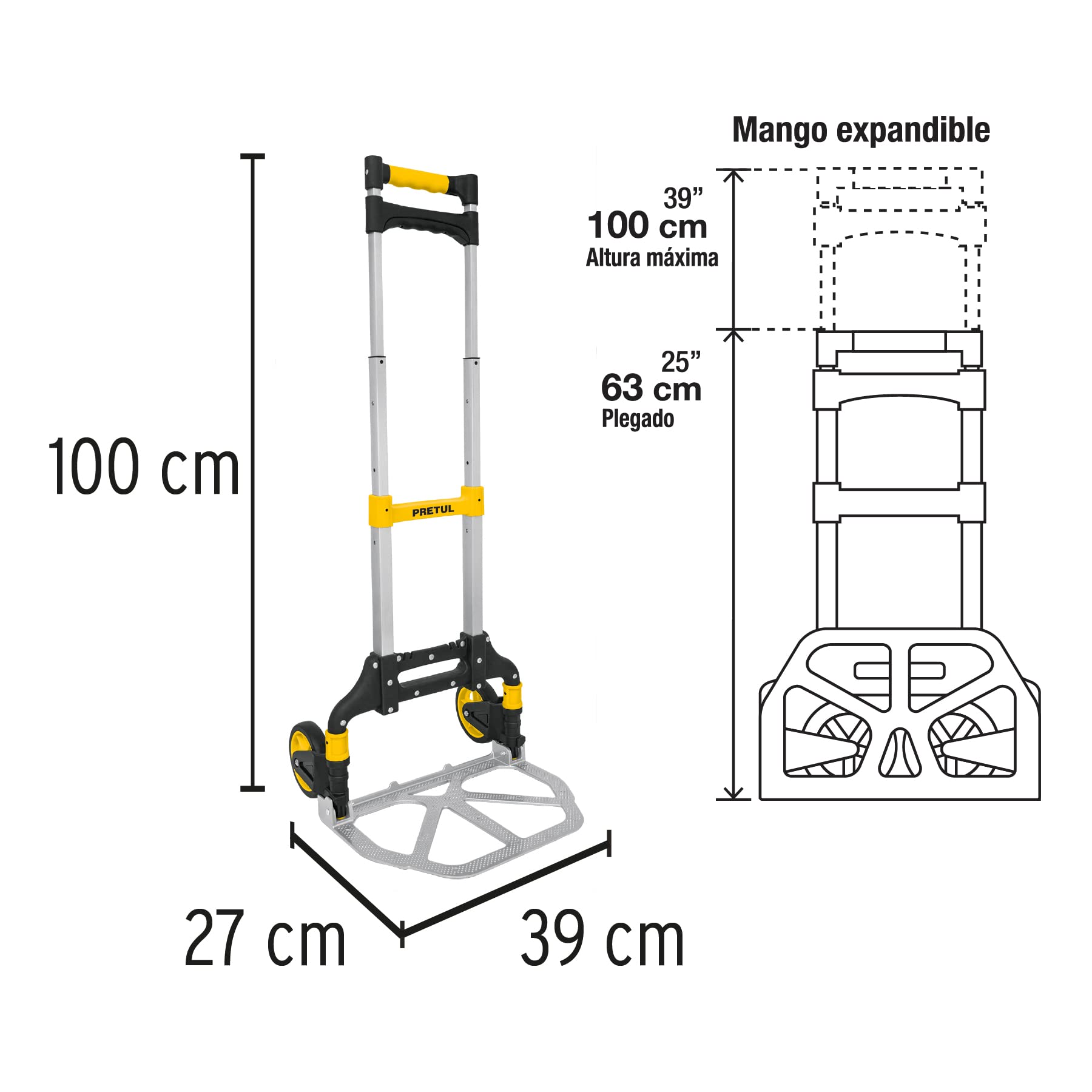 Pretul Folding Load Truck, 100 kg Capacity