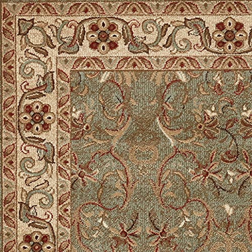 Superior Indoor Area Rug, Jute Backed Rugs For Bedroom, Living/Dining Room, Office, Entryway, Hallway, Kitchen, Traditional Floral Scroll Floor Decor, Heritage Collection, Green, 5' X 8' #TOP3