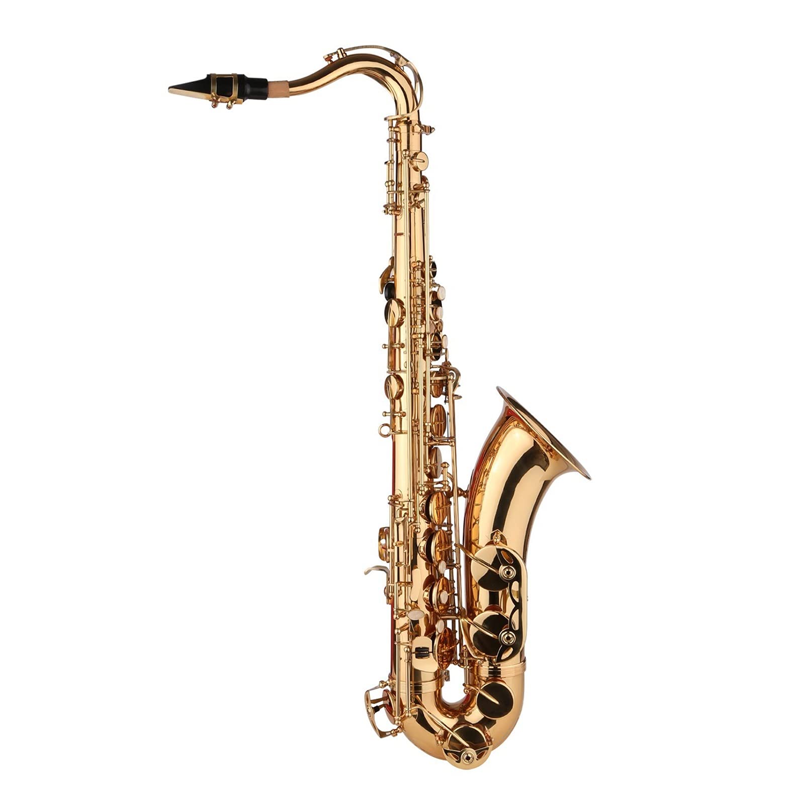 Sax Principianti Kit BB B-Flat Sassofono Tenore Placcato Oro Sax con Bocchino Custodia Laccio Panno di Pulizia Spazzola Strumento a fiato
