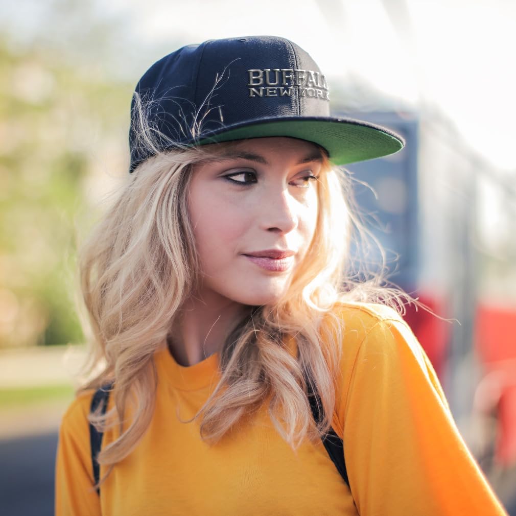 Snapback Hat for Men Flat Brim New York Buffalo Ny NYC. Yorker Empire Big Apple Acrylic - Image 3