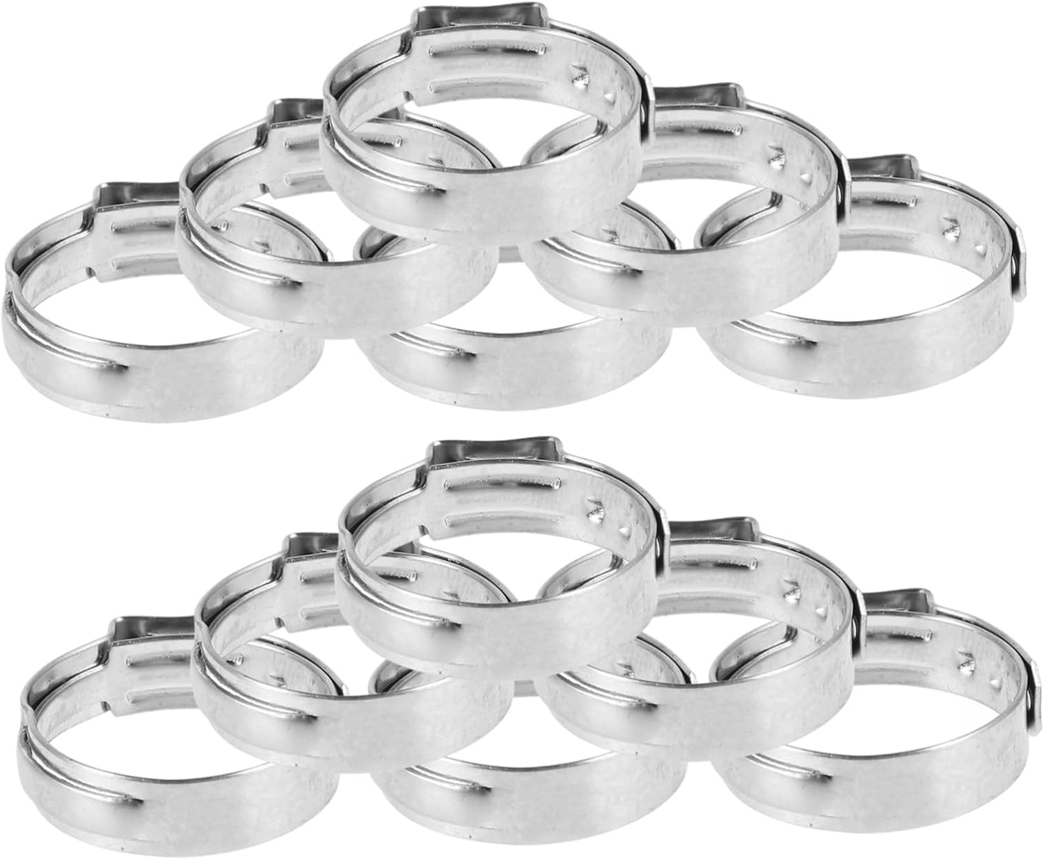 50pcs Stainless Steel Single Ear Hose Clamps Tightening Range Crimp for Automotive and Mechanical Applications Band