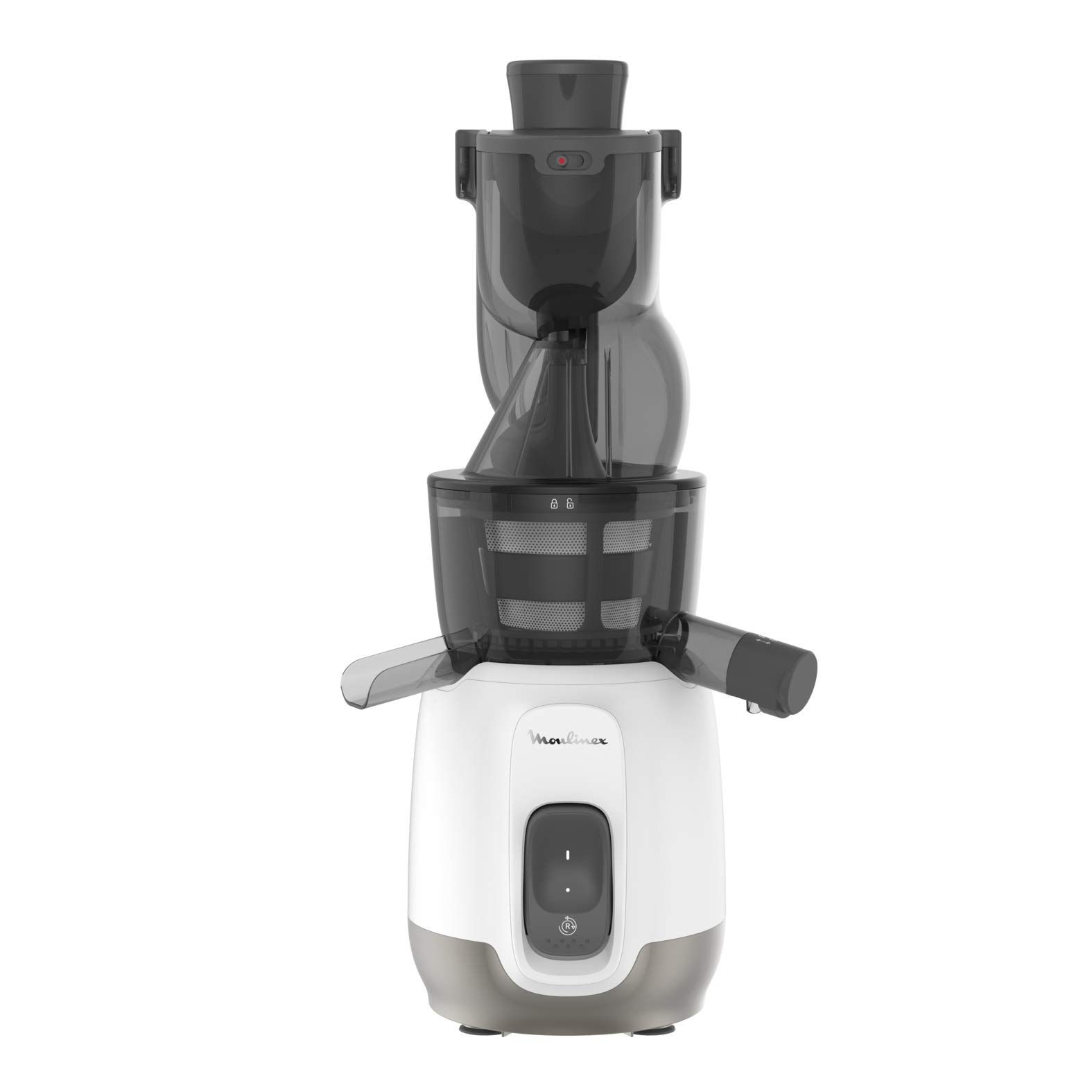 MOULINEX Ultra Juice Entsafter für Kaltsaft 2 Filter Trinkflasche 600 ml extra breit 85 mm Automatisches Programm Easy Clean Entsafter für ganze Früchte und Gemüse, leise, 200 W, ZU600110