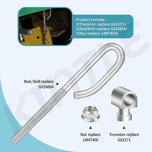 Miniatura 4 de Paquete de 2 pernos de elevación de cubierta GX24864 y muñón E130 - Compatible con piezas de cubierta de cortacésped J-OHN Deere GX24864A GX24864B,