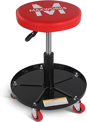 Miniatura 2 de MaxWorks 80771 - Asiento neumático con ruedas y altura ajustable, capacidad de 300 libras
