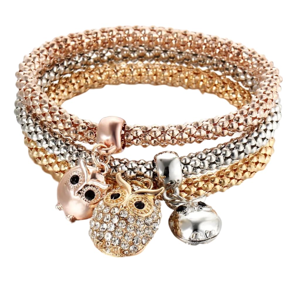 Verschluss-Armband mit Schlüssel für Damen und Herren – 925er Sterlingsilber, 3 Farben/Lot, Baum-Armband, Kristall-Eulen-Schlüsselschloss, Musiknote, Schmetterlings-Herz-Charm-Armreif, Schloss und