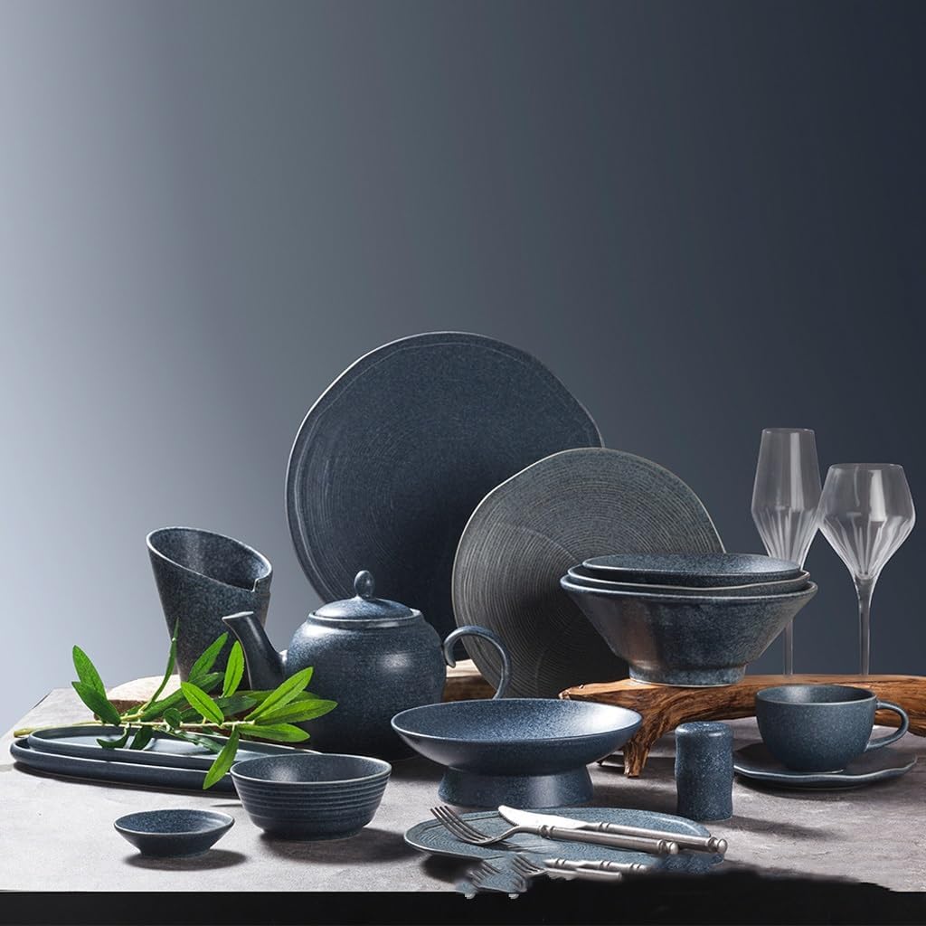 Striped ceramic tableware Hotel porcelain shaped dish Southeast Asian matte restaurant dishes