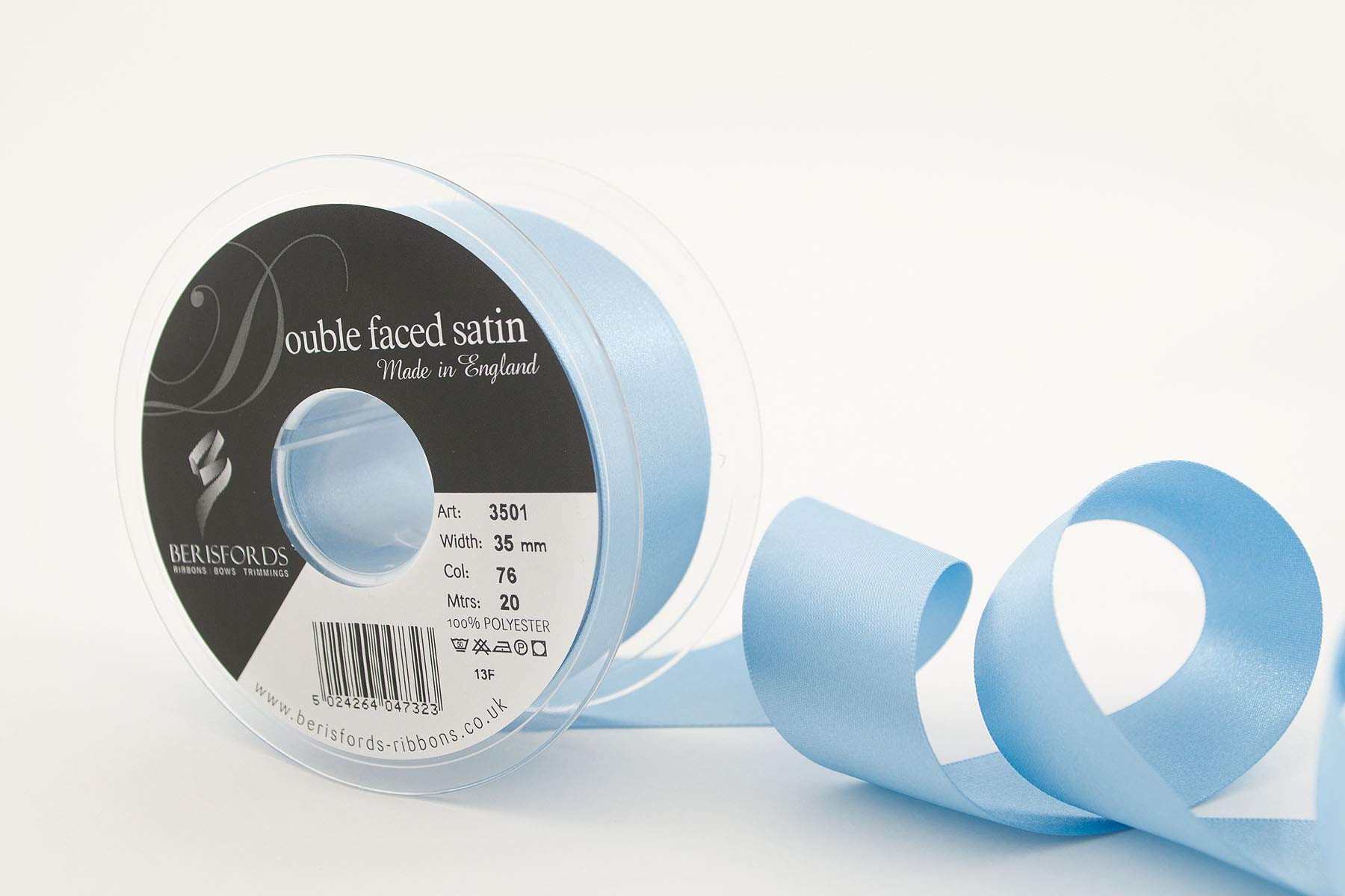 Berisfords Cornflower 3501 Double Satin Ribbon, 35 Mm