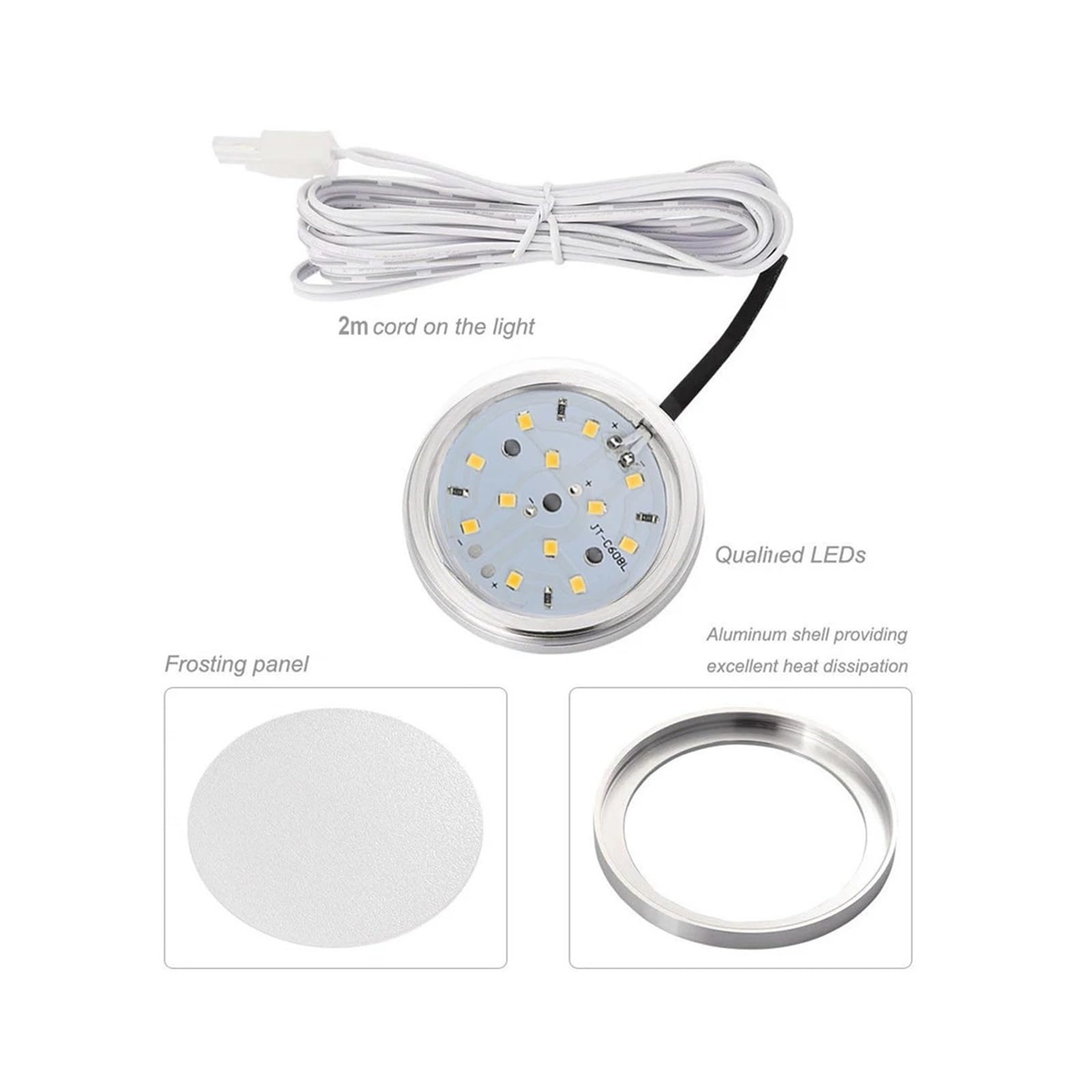 YFlifangting Luz Debajo del gabinete Control Remoto 2W DC12V LED Vitrina Luces de Armario hogar Cocina Vitrina Armario Luces de Noche (Color : 6PCS, Size : Cold White)