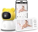 5' Baby Monitor WiFi Smartphone, Baby Monitor with 2K Camera and 1080P HD Screen，Video Baby Monitors with App Control, Motion & Crying Alarm,5000mAh,Two-Way Audio,1200ft Range WHITE