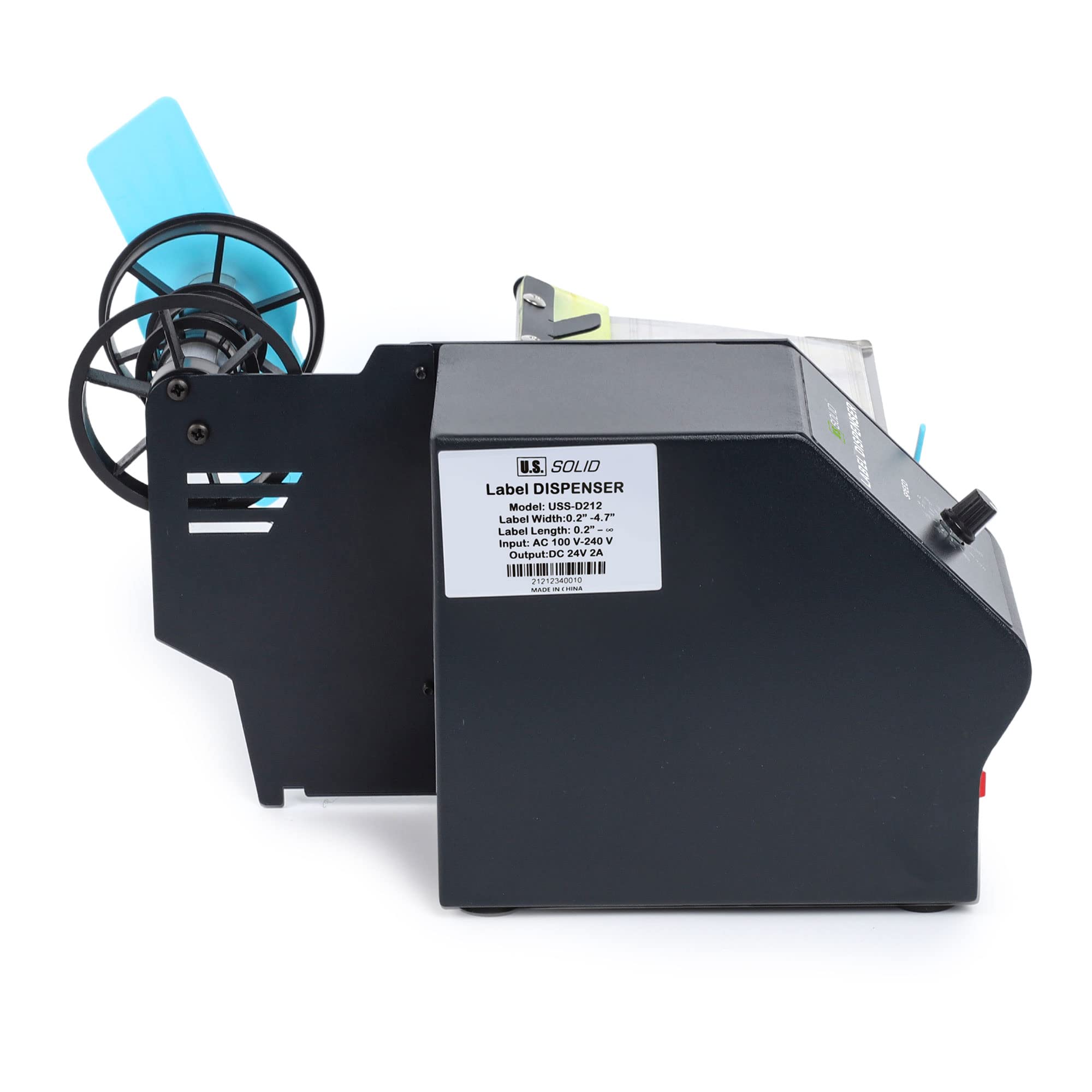 U.S. Solid Distributore automatico etichette per rotoli e fanfold – Etichette traslucide e opache, velocità regolabile, larghezza 5–80 mm