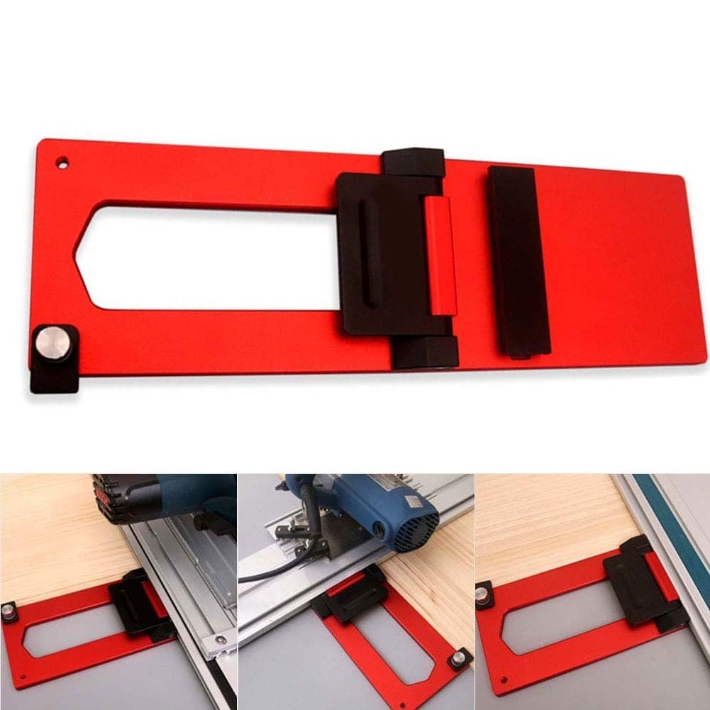 Plaque de positionnement à 90 degrés pour rail de guidage de scie circulaire électrique, alliage d'aluminium avec finition CNC, équipée de vis de verrouillage en laiton et d'un bouchon rotatif