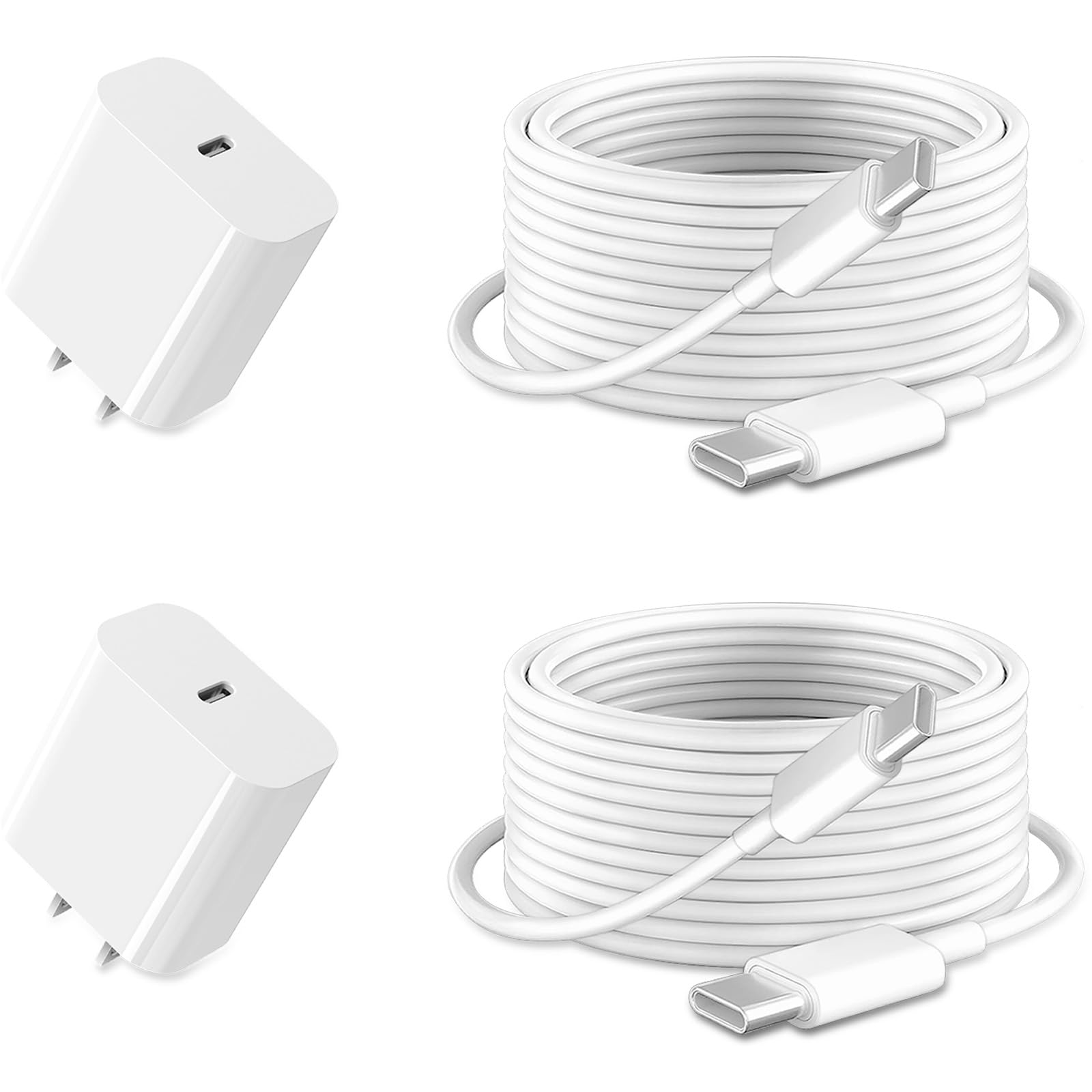 iPad Charger Fast Charging for Apple iPad 10th Generation Charger 10.9", iPad A16 11th 11-inch, 2025 iPad Air 13/11 M3 M2 6th/5th, Mini 7 A17 Pro, 20W USBC Block Long 10ft USB C Cable,2-Pack White