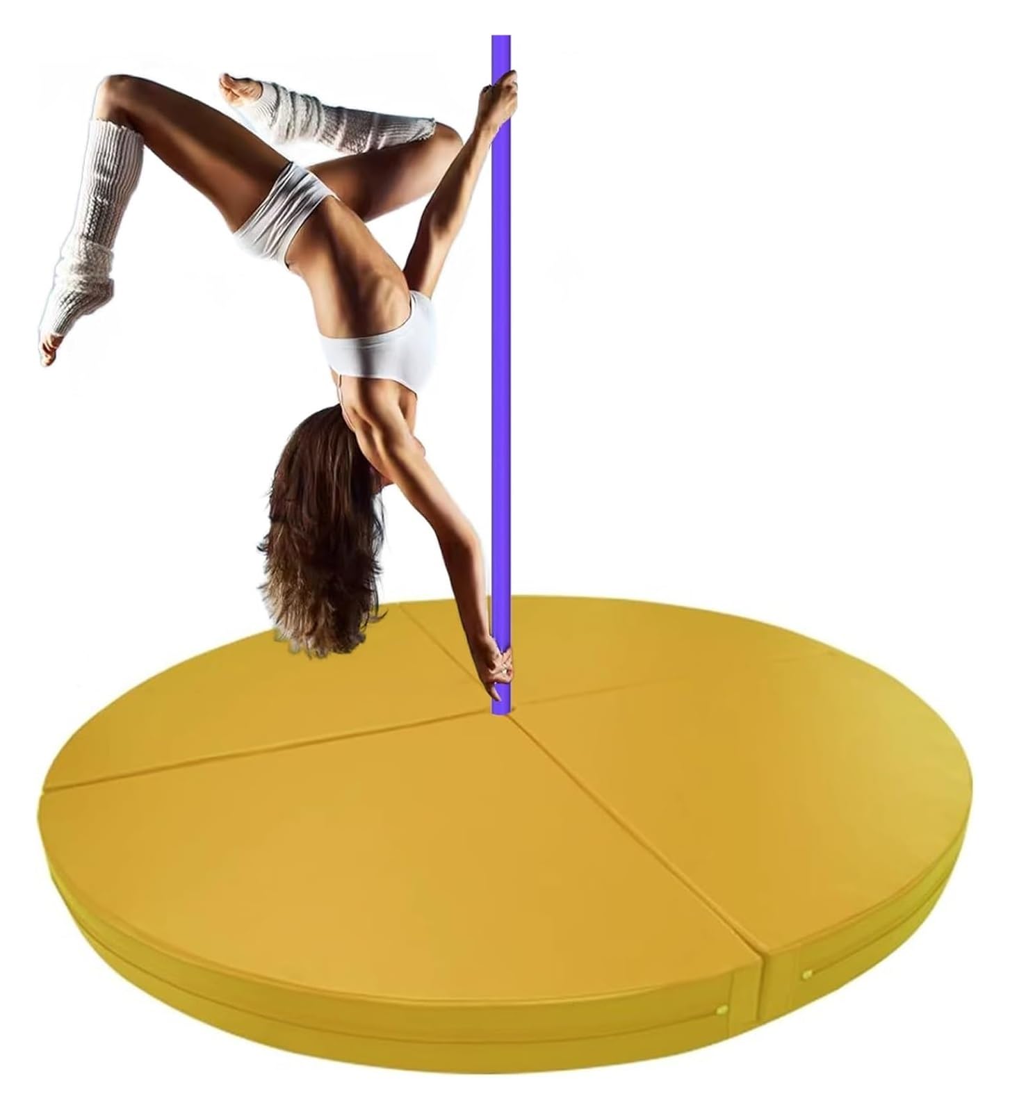 Wjftoday Yellow Portable Stripper Pole Crash Mat - Foldable Padded Protection Pad For Aerial Fitness | 160Cm X 3Cm (63In X 1.2In) - Safety Landing Mat For Dancers