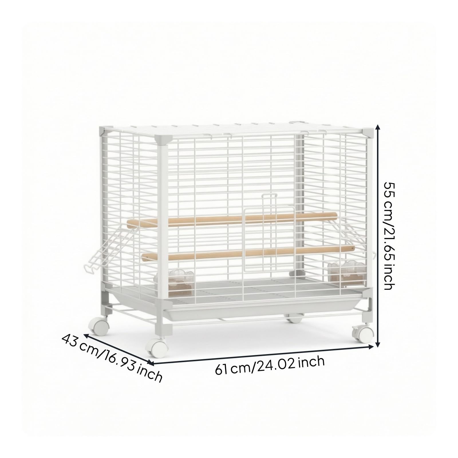 Jaula para Pájaros Jaula Aves Pajarera Jaulón Voladera Marco Metálico con Giratorias Limpieza Rápida con Bandeja Accesorios Completos Adecuada para Interiores Hogares, Mediano