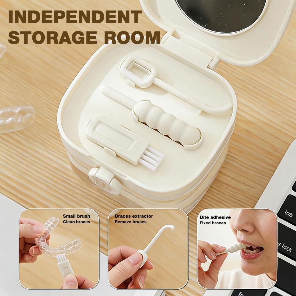HANNEA Retainer Case Leak Proof Aligner Box With Removal Tools and Brush 2