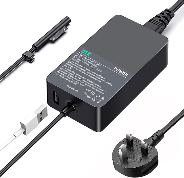 DTK 31W 12V 2.58A Microsoft Surface Charger Power Supply for Surface Pro 3 4 5 6 X Surface Pro 2017 Surface Book Surface Go Compatible with 1625 1735 1800 AC Adapter with 5W USB port