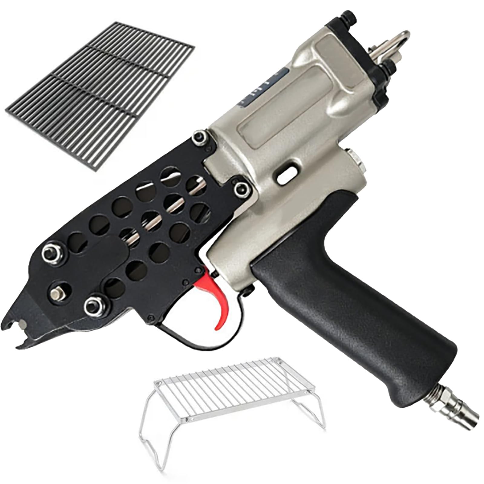 Pistola neumática de anillo de cerdo, pistola for engarzar cables | Cuerpo de pistola de aleación engrosada, liviano y portátil, for cercar cercas alambre de cierre de bolsas de jaulas(7CF52)
