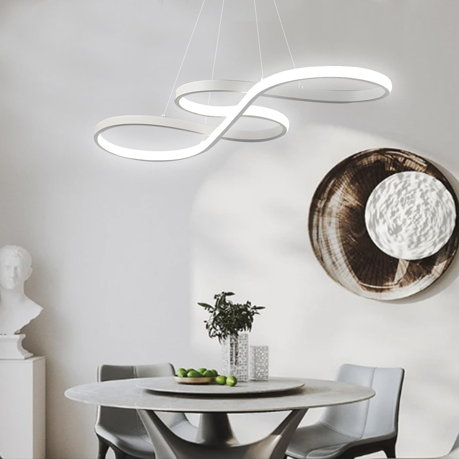 Arcadia Lampadario Led Soffitto a Sospensione Moderno con Luce Calda e Fredda Dimmerabile, Telecomando e App per Cellulare - Lampadario Camera da Letto, Soggiorno, Cucina e Cameretta - 3500 LM 80 Cm