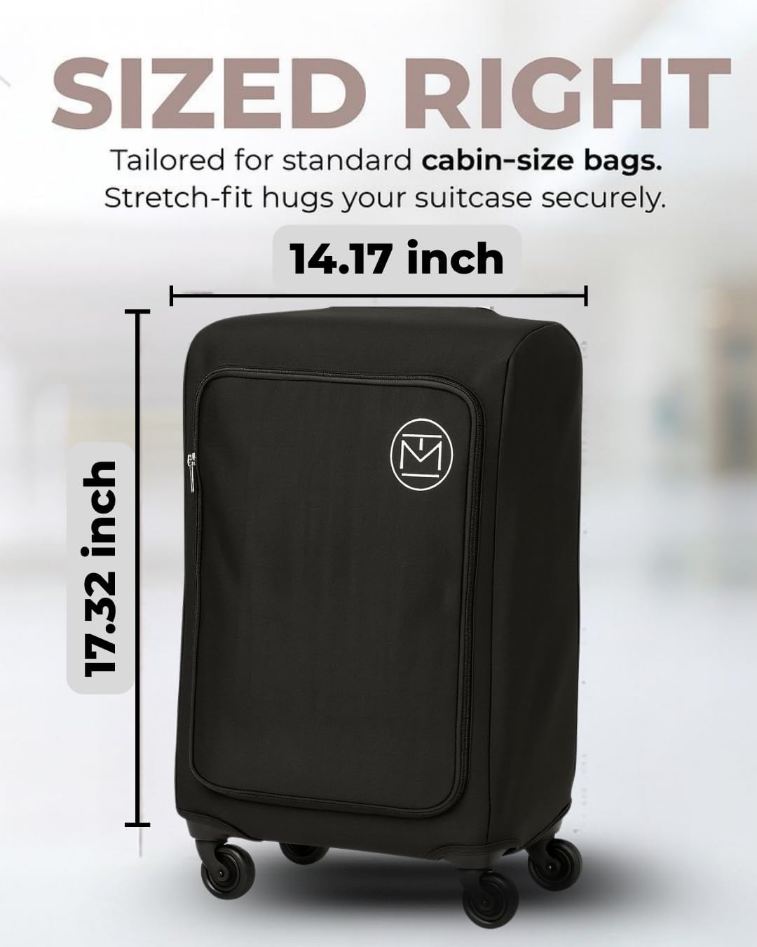 TRENDMAKERS Patented Suitcase Cover with Laptop Pocket – TSA Approved, Fits 20"-24” Carry-On, Luggage cover, Stretchable Travel Accessory (Black), Travel Essentials. image 5