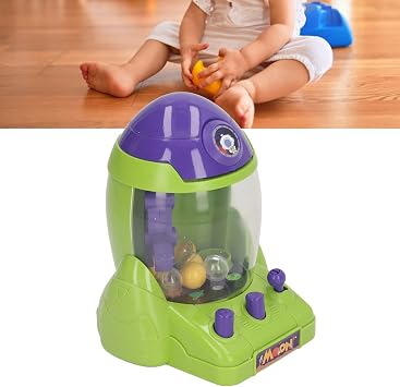 Mini Space Claw Machine Portable Toy for Kids Tabletop Fun Accessories Colorful Design 12 Balls Included (Green)