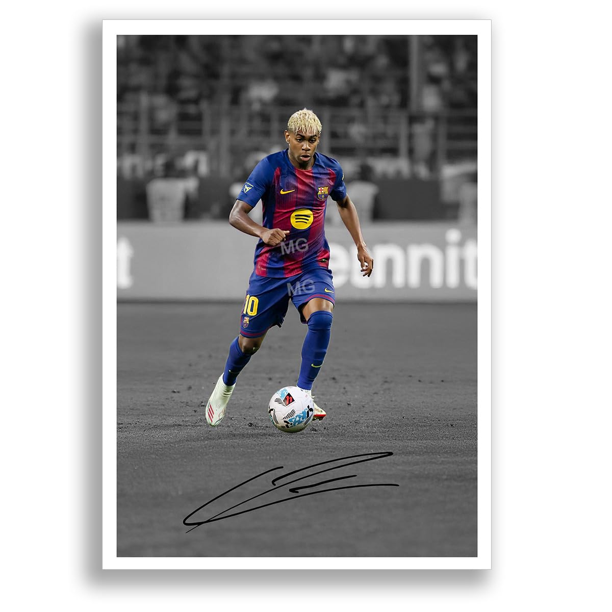 Lamine Yamal Barcelona Signed Photo Poster Print Picture Display Framed Autograph Memorabilia for Football Fans Gift Spain (B&W A3 Poster Only)