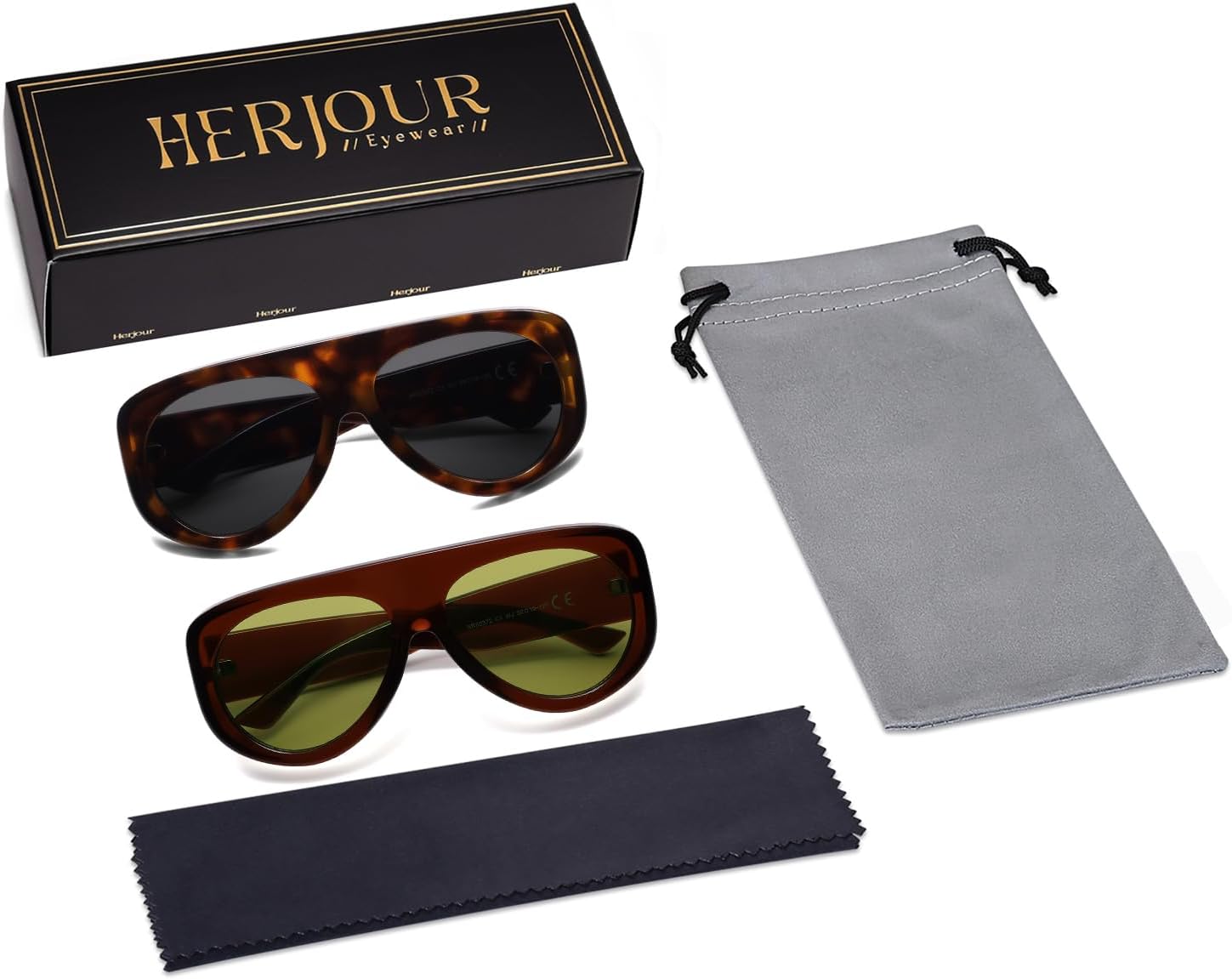 Trendy Aviator Sunglasses Womens Mens Retro 90s Rectangle Wrap Shades Oversized Style AR82372 - Image 5