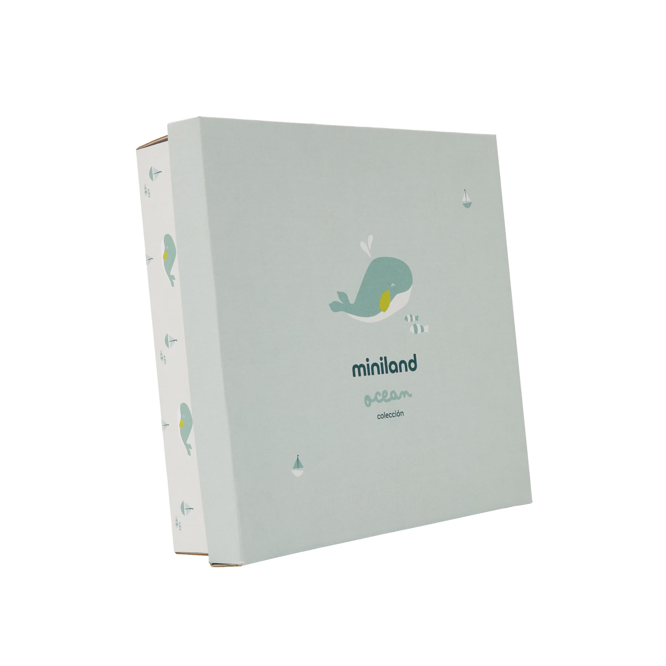 Miniland Pack Regalo Bebé Recién Nacido, Set Doudou y Sonajero Sensorial, Juguete de Apego Suave y Seguro 100% Lavable, Ideal Canastilla y Baby Shower, 0 Meses, Verde | Ocean