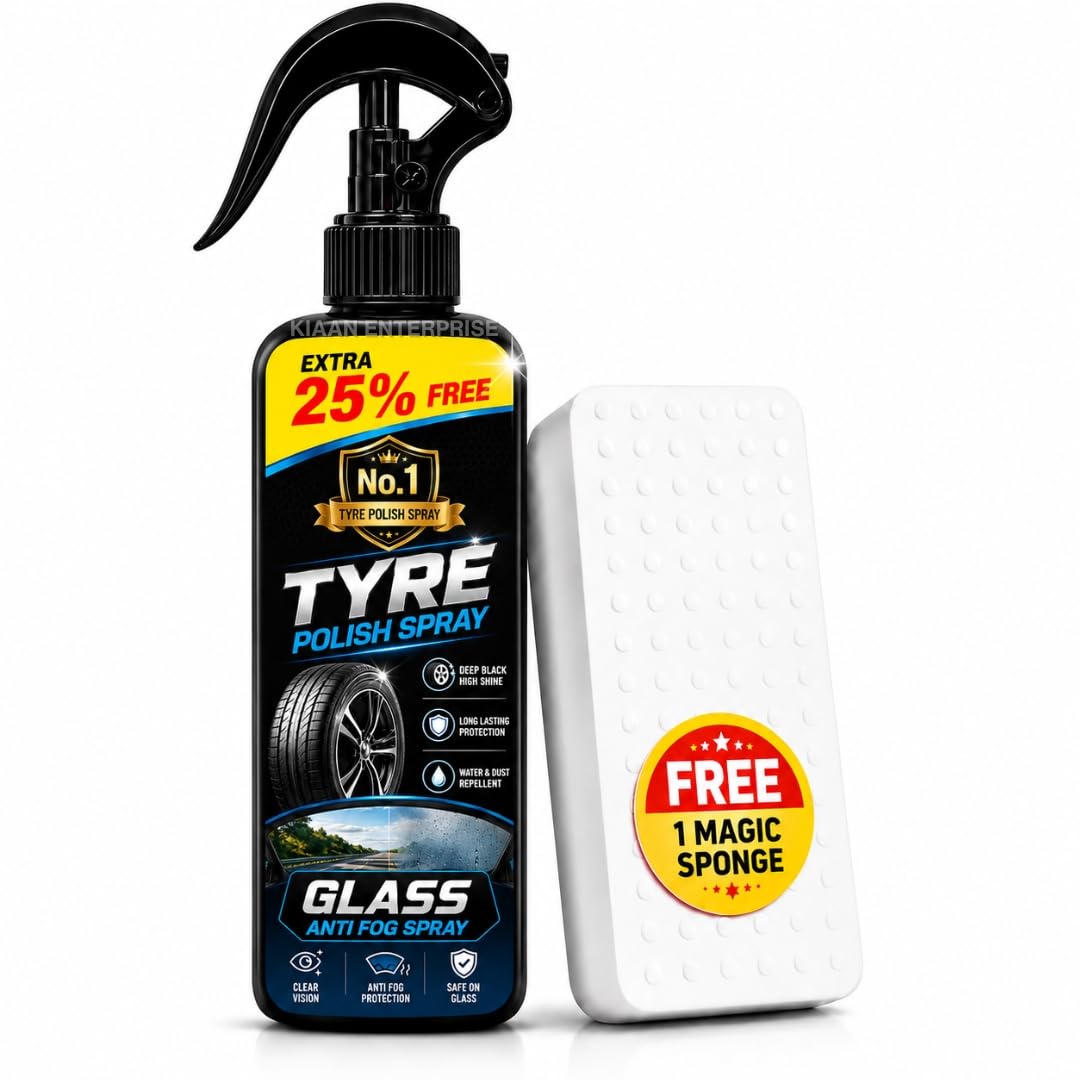 Tyre Polish Car Spray Dresser for Long Lasting Shiner, Tire Shine Spray for Cars, Restores Deep Black Gloss, 1-image-44