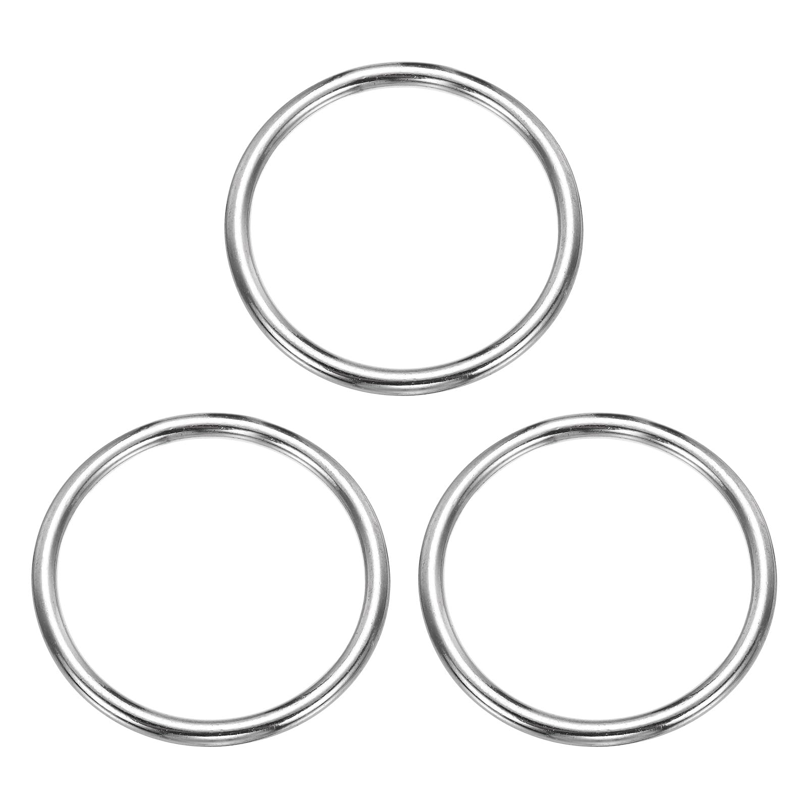 sourcing map Metal O Rings, 0.24" Thick 2.36" OD 304 Stainless Steel Seamless Welding O-Ring Solid Heavy Round Ring Buckle for Macrame Hanging Slings Rope, 3pcs