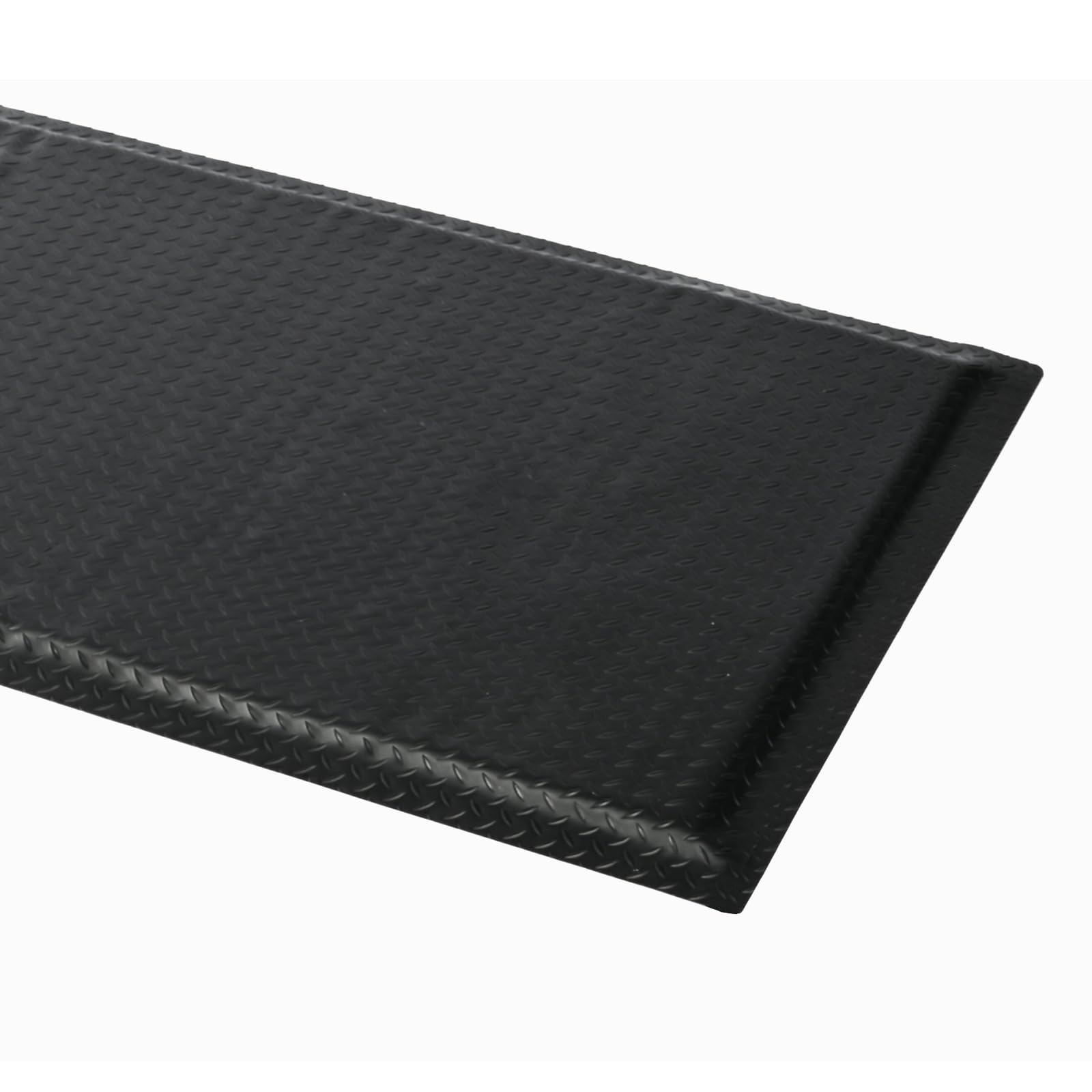 2 x 5 FT Anti Fatigue Mats Industrial 15/16 Inch Thick Soft Sponge Ergonomic Mat Durable Heavy Duty Diamond Plate for Standing Non Slip Industrial Grade Floor Mat for Leg &amp; Back Pain (Black)