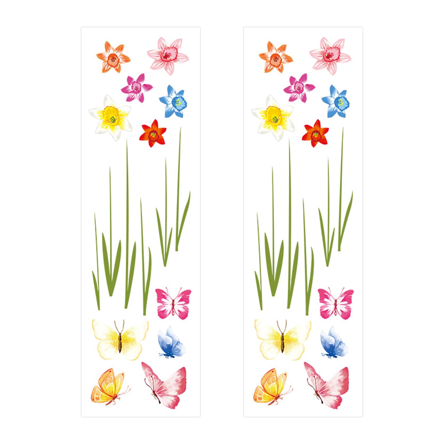 HDGSAFD 2 pegatinas de mariposas de flores, pegatinas para ventanas de colores, pegatinas para decoración del hogar, pegatinas decorativas de pared, pegatinas de fondo autoadhesivas