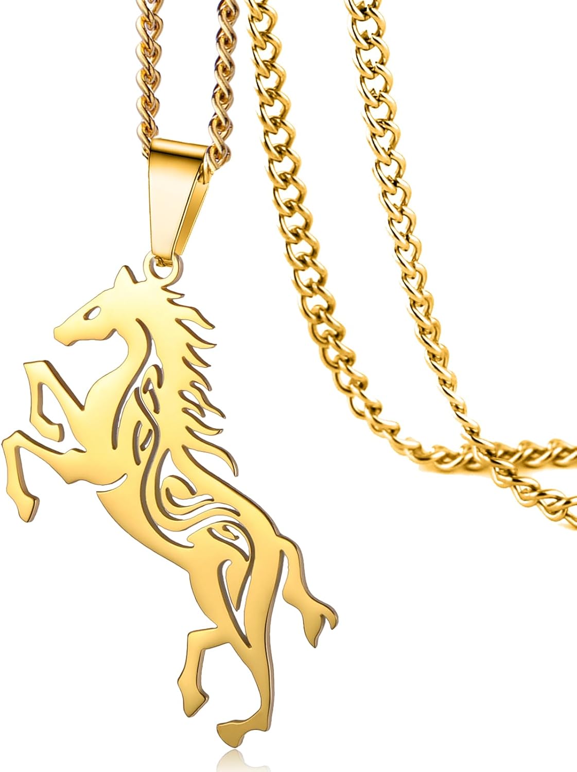 VASSAGO Horse Necklace for Women Men Stainless Steel Horse Pendant Necklace Animal Jewelry Horse Lover Gifts