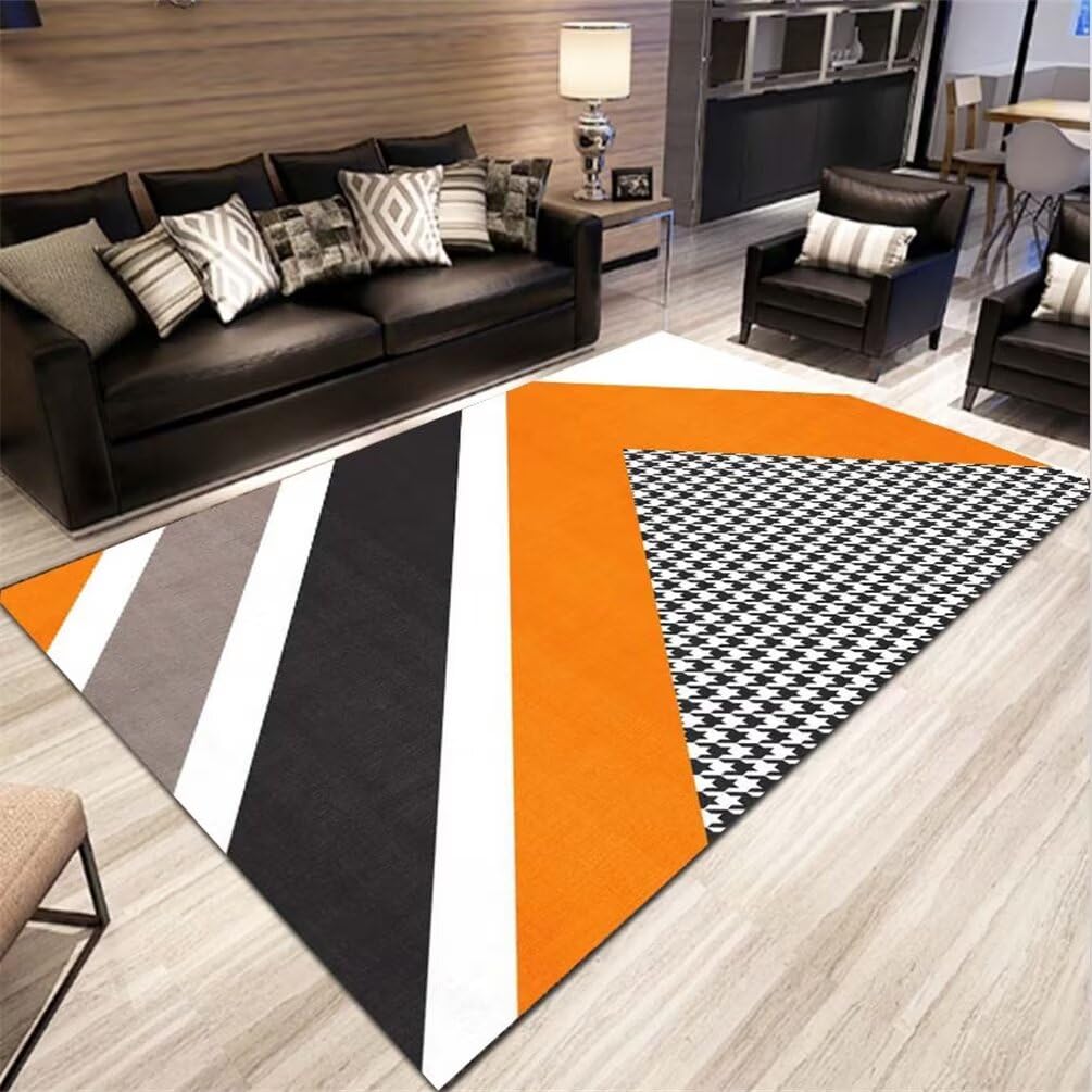 Tapis de jeu 180x250cm pour chambre d'enfant et bureau gamer moderne orange