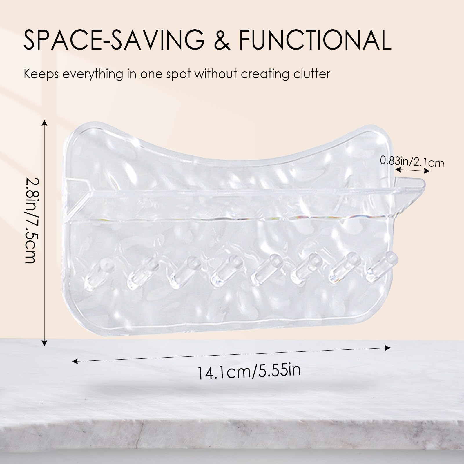 kumet Necklace Holder Wall Mounted, Adhesive Plastic Jewelry Organizer with 8 Hooks – Stylish Necklace Rack, Ideal for Necklaces, Studs, Bracelets, Earrings, and More