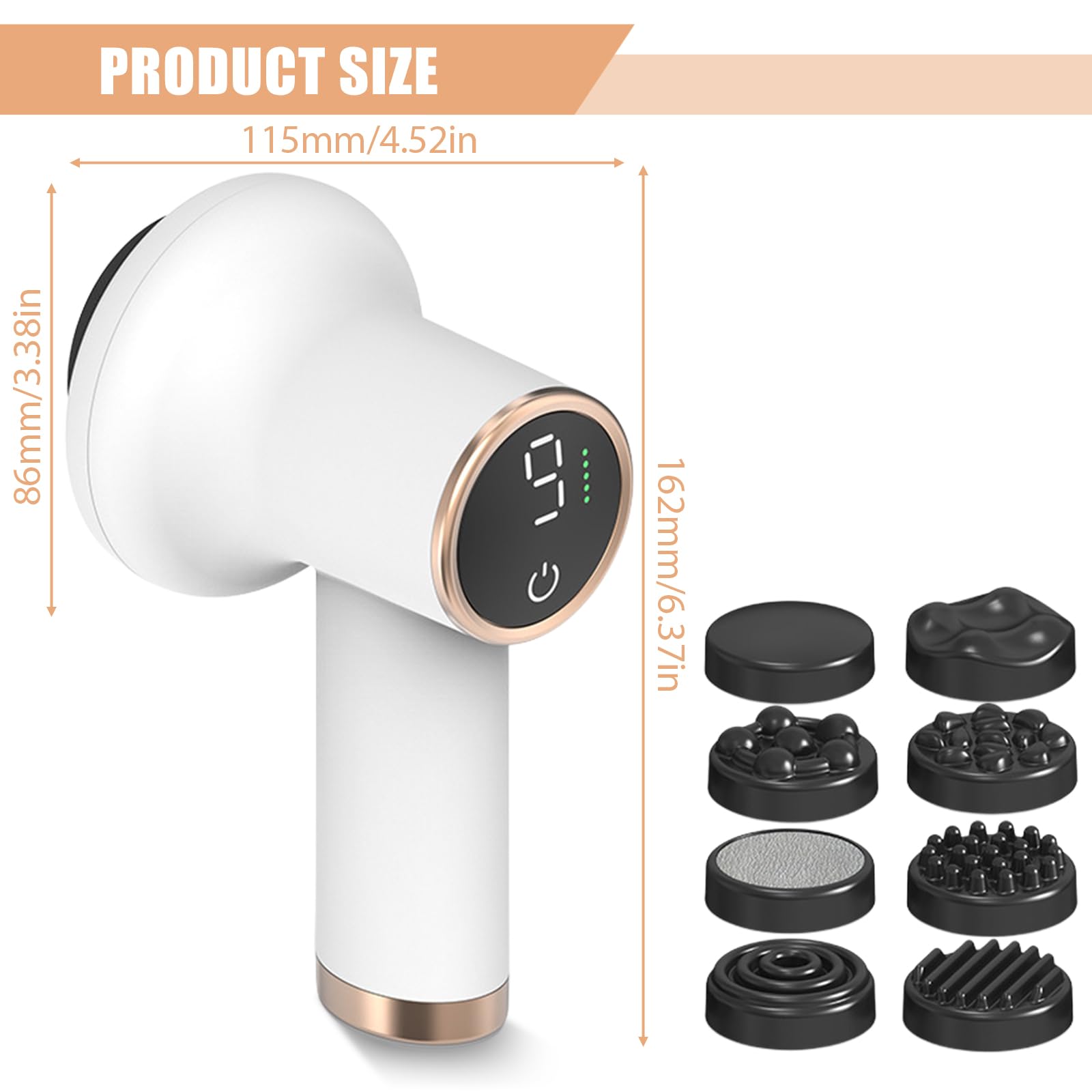 Massaggiatore elettrico cellulite, massaggiatore anticellulite, portabilità anticellulite, con 8 accessori intercambiabili, tonificante, allevia la stanchezza per gambe, collo, spalle, vita, addome