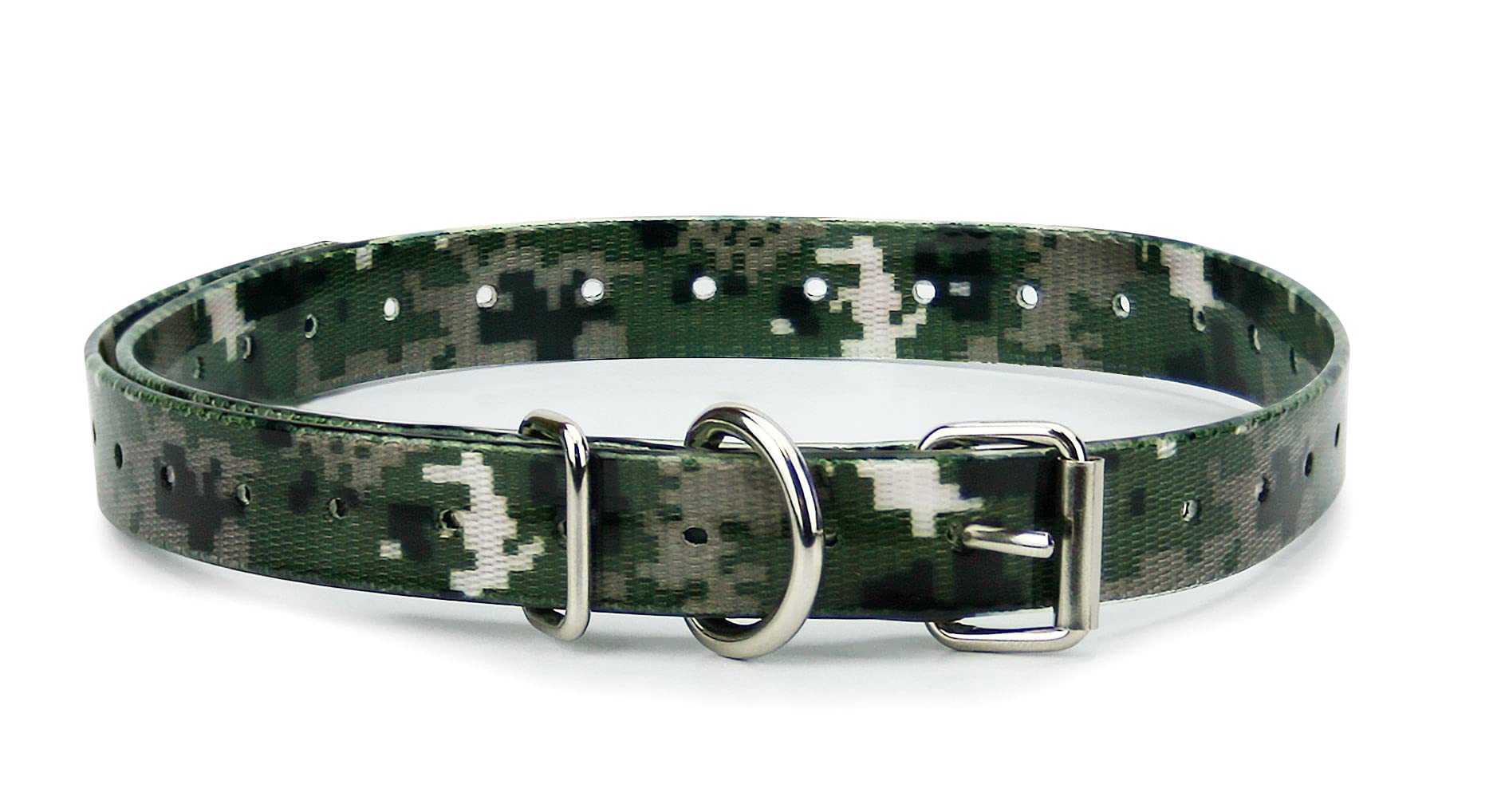 Camo 3 4 Heavy Duty TPU Coated Nylon Replacement Dog Collar Strap with Metal Buckle for Shock Bark
