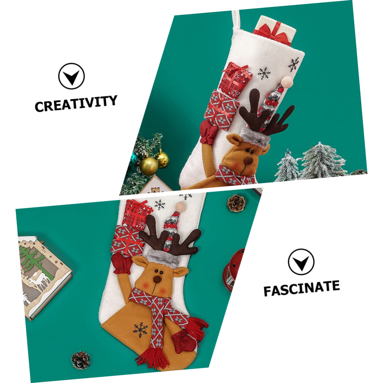 Zerodeko 3 Stück Weihnachtssocken Weihnachtsbaum Strümpfe Weihnachten Plüsch christbaumanhänger weihnachtsbäume geschmückt Christbaumschmuck traditionelle Weihnachtsstrümpfe Maschenware