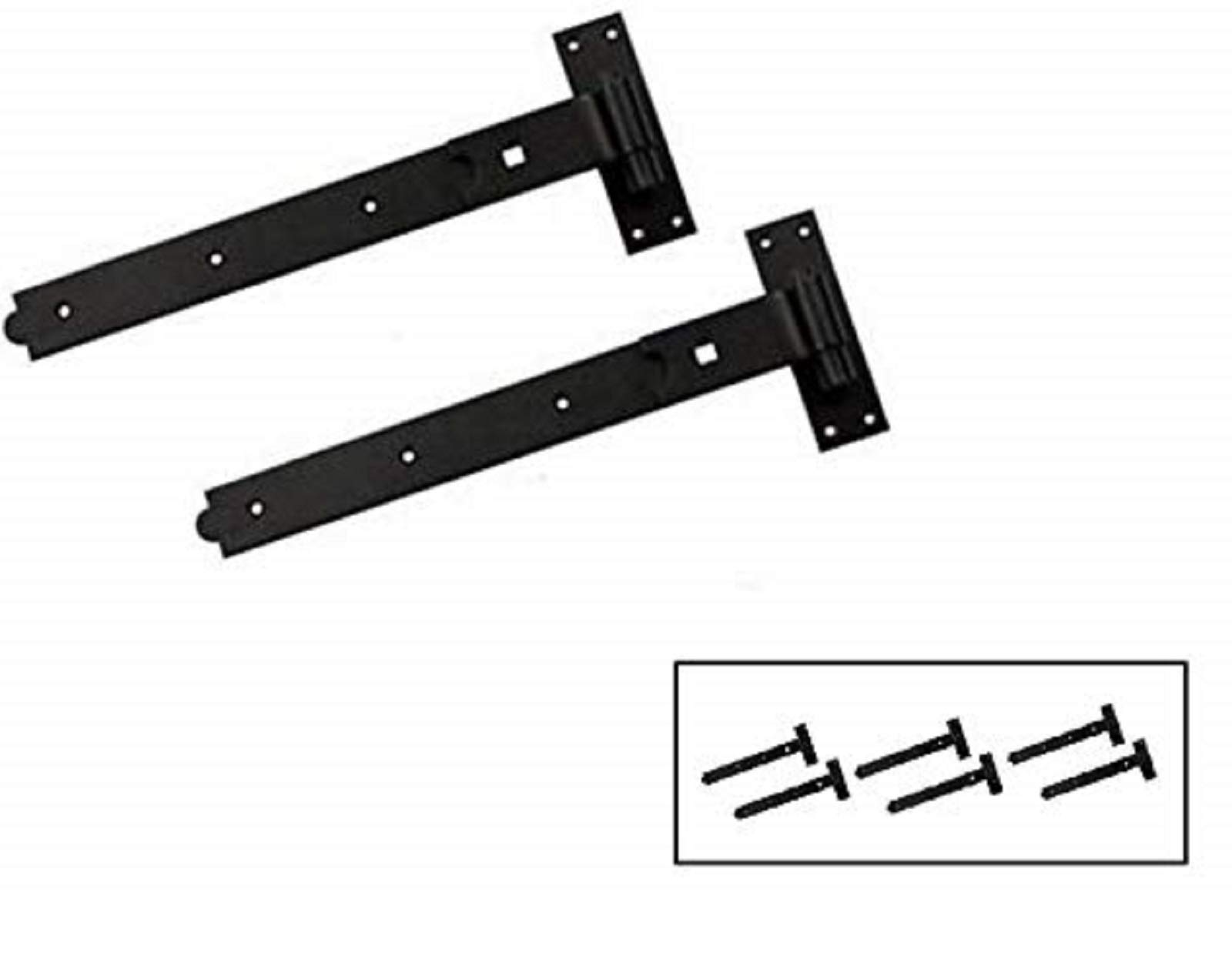 Gate Hinges Cranked 450mm 18" 3 x Pair Black Heavy Duty Hook and Band Hinge