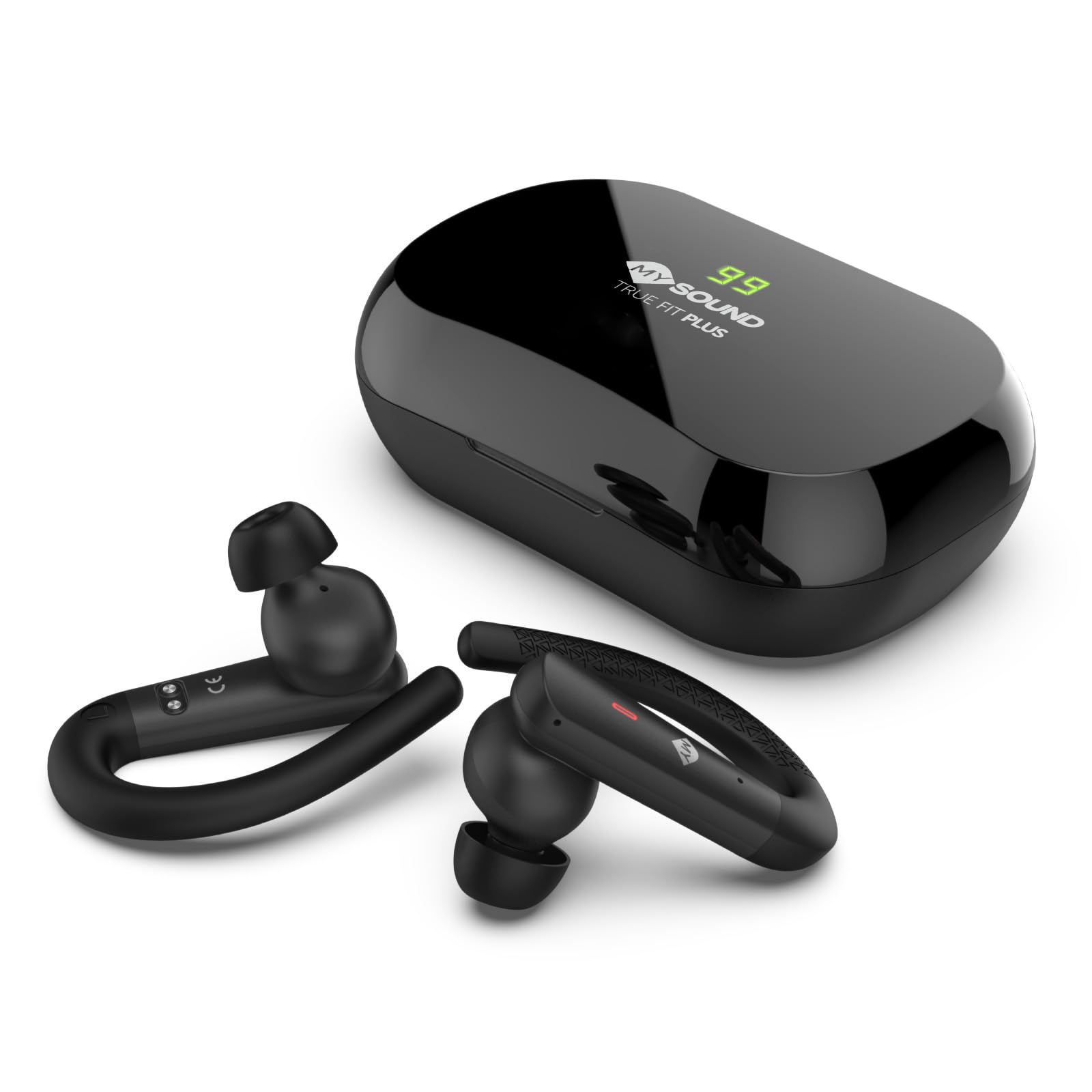 MELICONI MYSOUND True FIT Plus - Écouteurs True Wireless Bluetooth 5.3 Noir, Idéal pour Le Sport, Commande Tactile, Boîtier de Chargement avec LED, Batterie de 32 Heures
