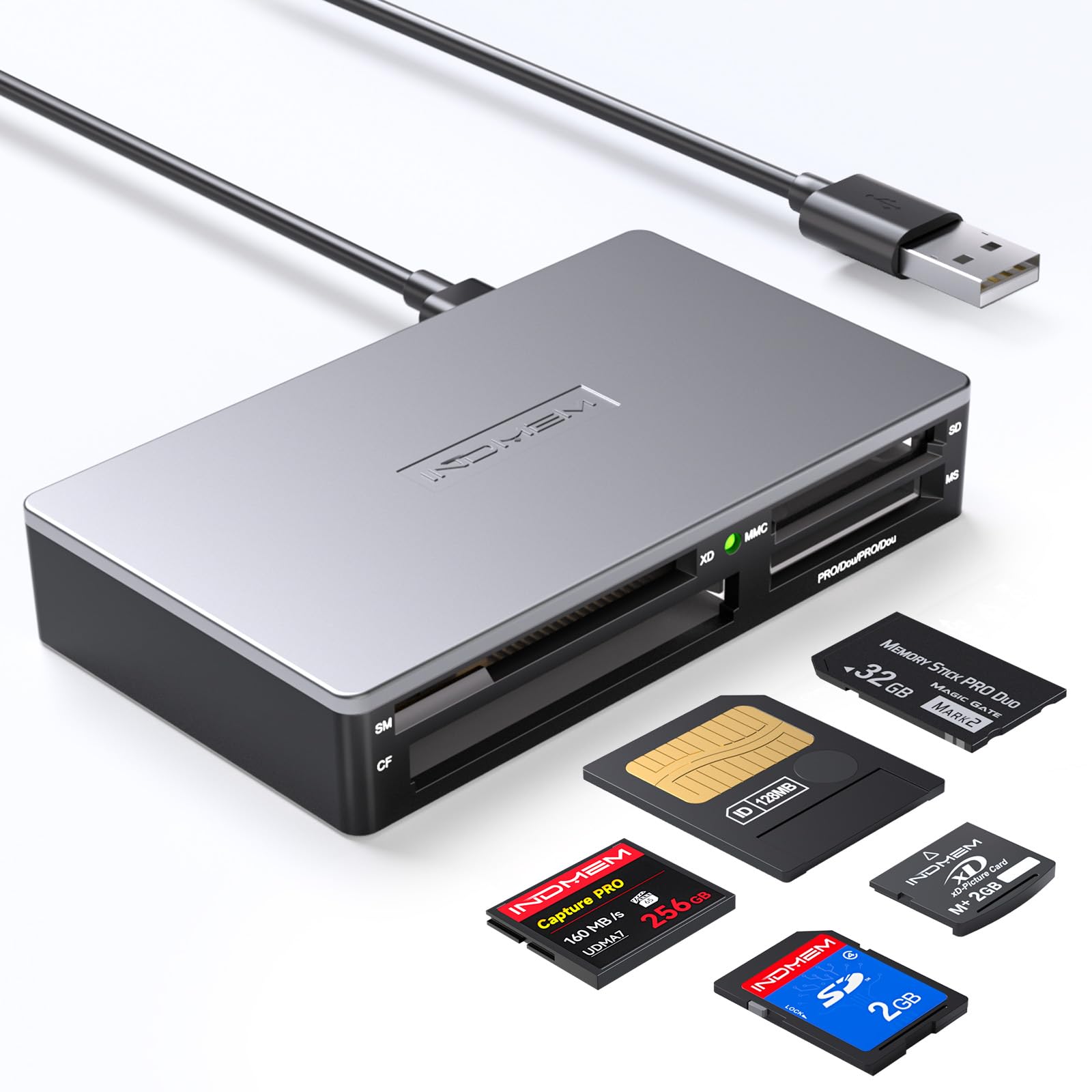 SmartMedia Card Reader Writer All-in-1 USB Universal Multi Card Adapter Slim Hub Read Smart Media, xD, SD, SDHC, SDXC, UHS-I, MMC, MS Pro Duo, CF, MD, Camera Flash Memory Cards For