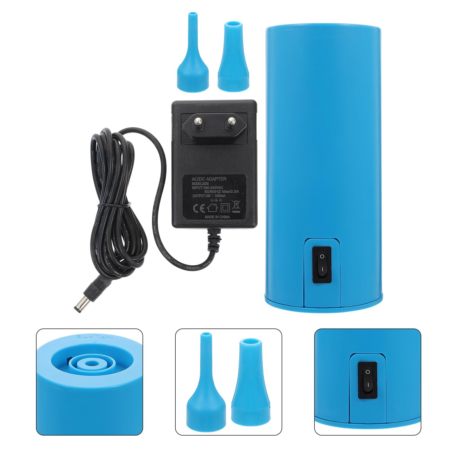 Pompe à Ballon Électrique Portable EU 220V Gonfleur de Ballons Longue Taille Léger et Rapide Outil d'Inflation pour Fêtes et Décorations Remplisseur d'air pour Longs et Doubles