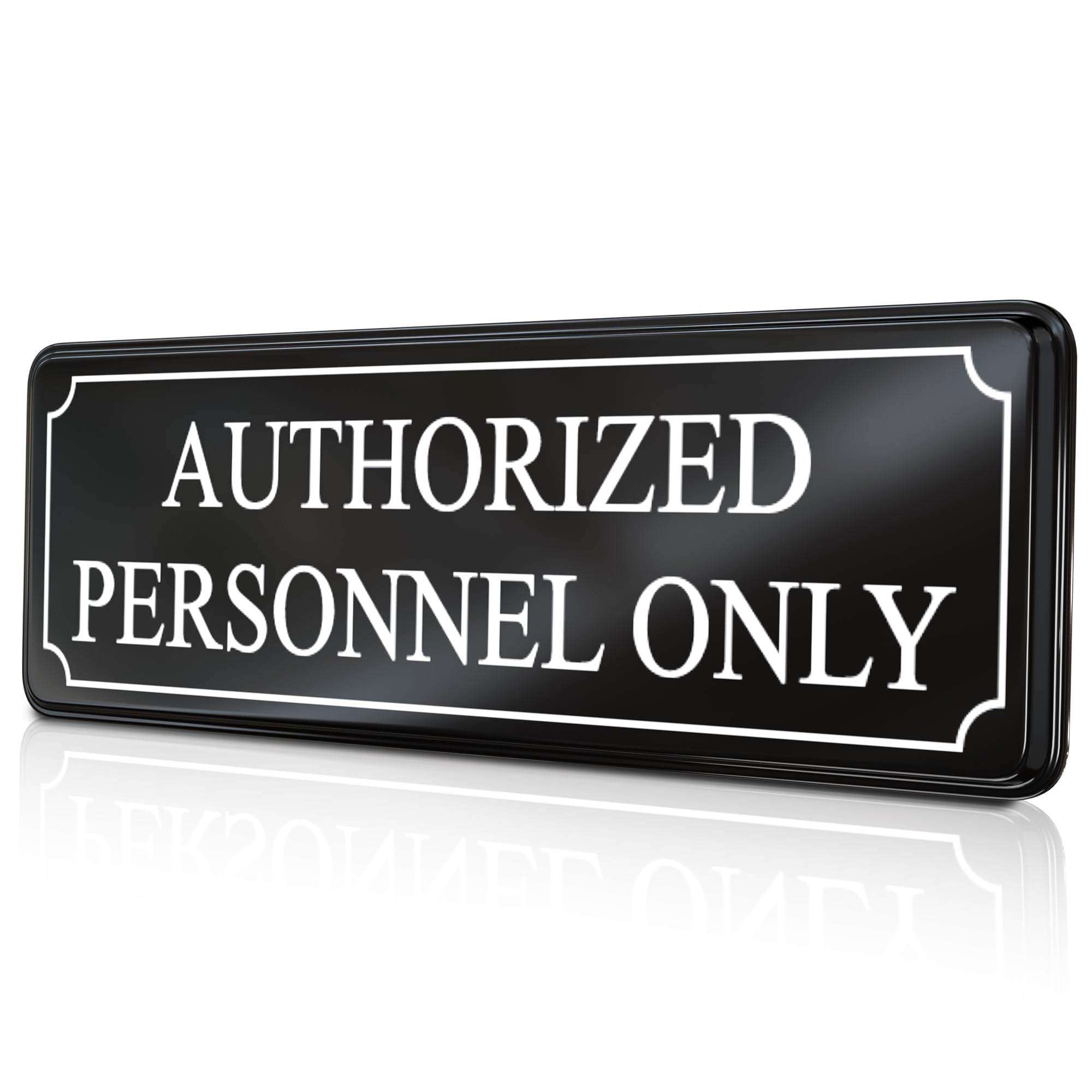 Authorized Personnel Only sign for Office Door Wall Home and Business - Black White Sticker - self-Adhesive 9×3 in - Easy Installation Without Any Tools - MolnijaPro