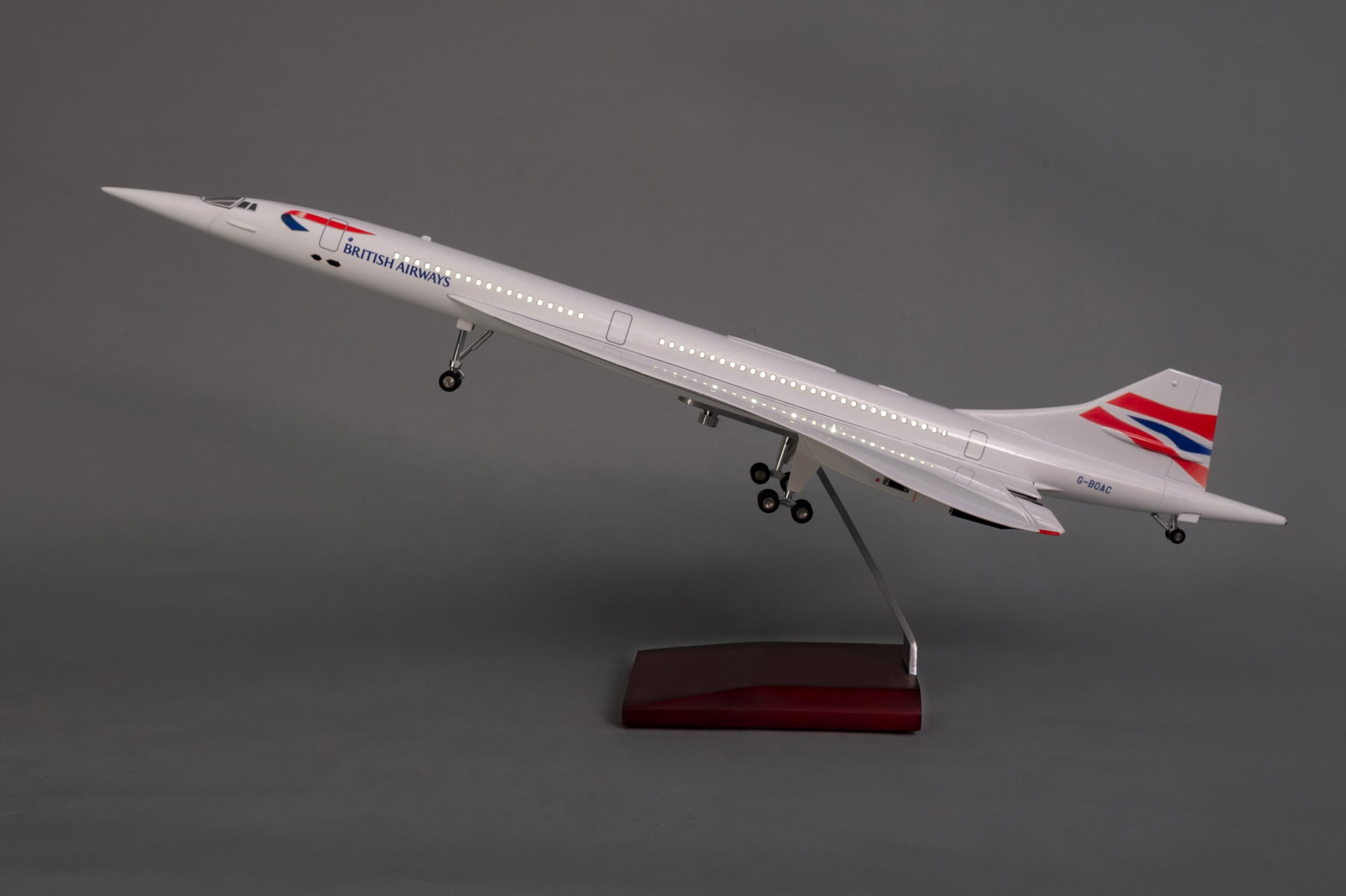 Aircraft Buyer Models Scale 1/125 Large Airplane British Airways Concorde 50cm Model Diecast with LED Lights for Collection or Gift
