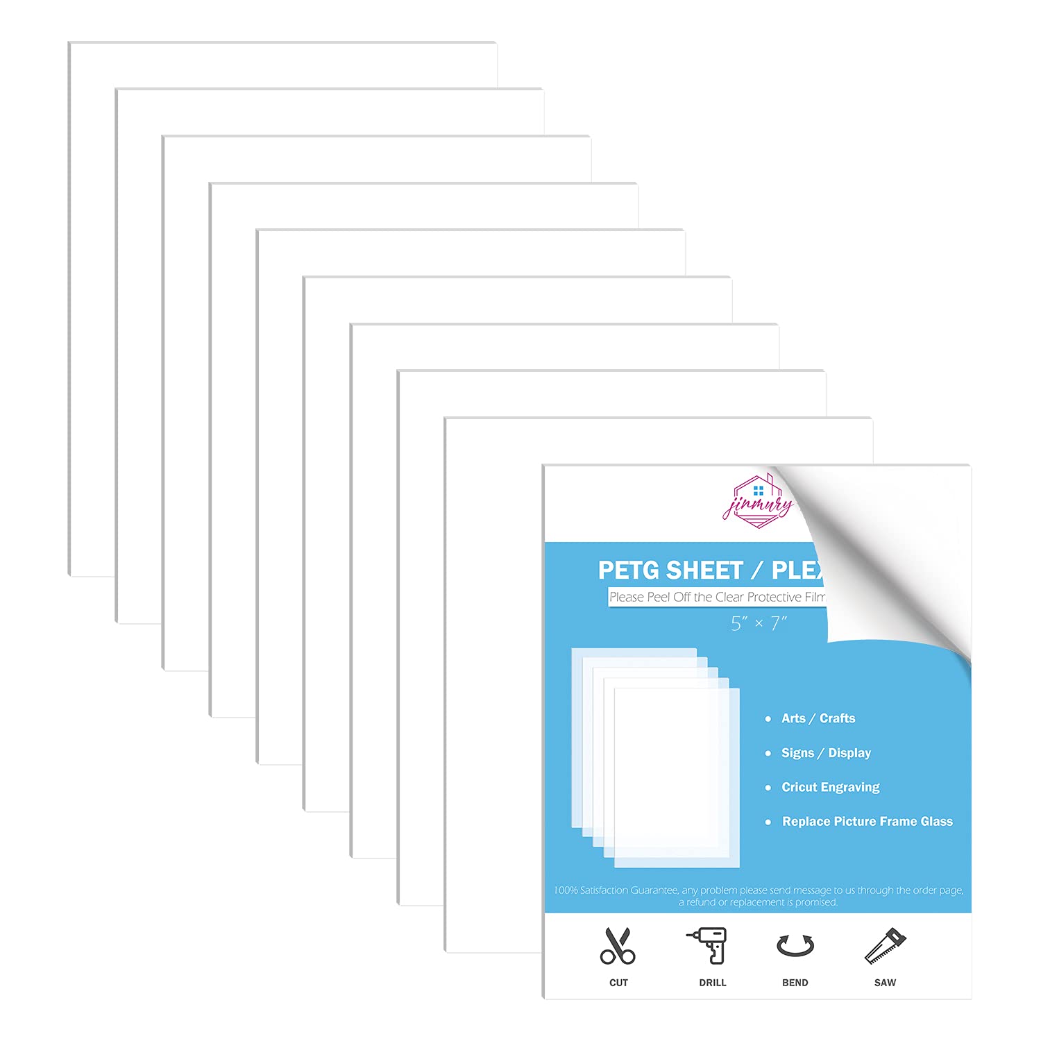 Buy 20 Pack of 5x7” Acrylic Sheet/PET Sheet Panels 0.04" Thick, Clear