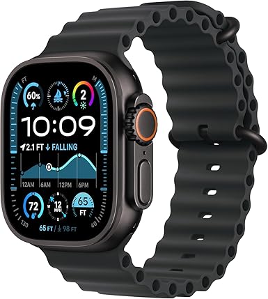 Apple Watch Ultra 2 (GPS + Cellular 49MM) Black Titanium Case with Black Ocean.
