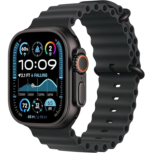 Apple Watch Ultra 2 (GPS + Cellular, 49MM) - Black Titanium Case with Black Ocean Band (Renewed)
